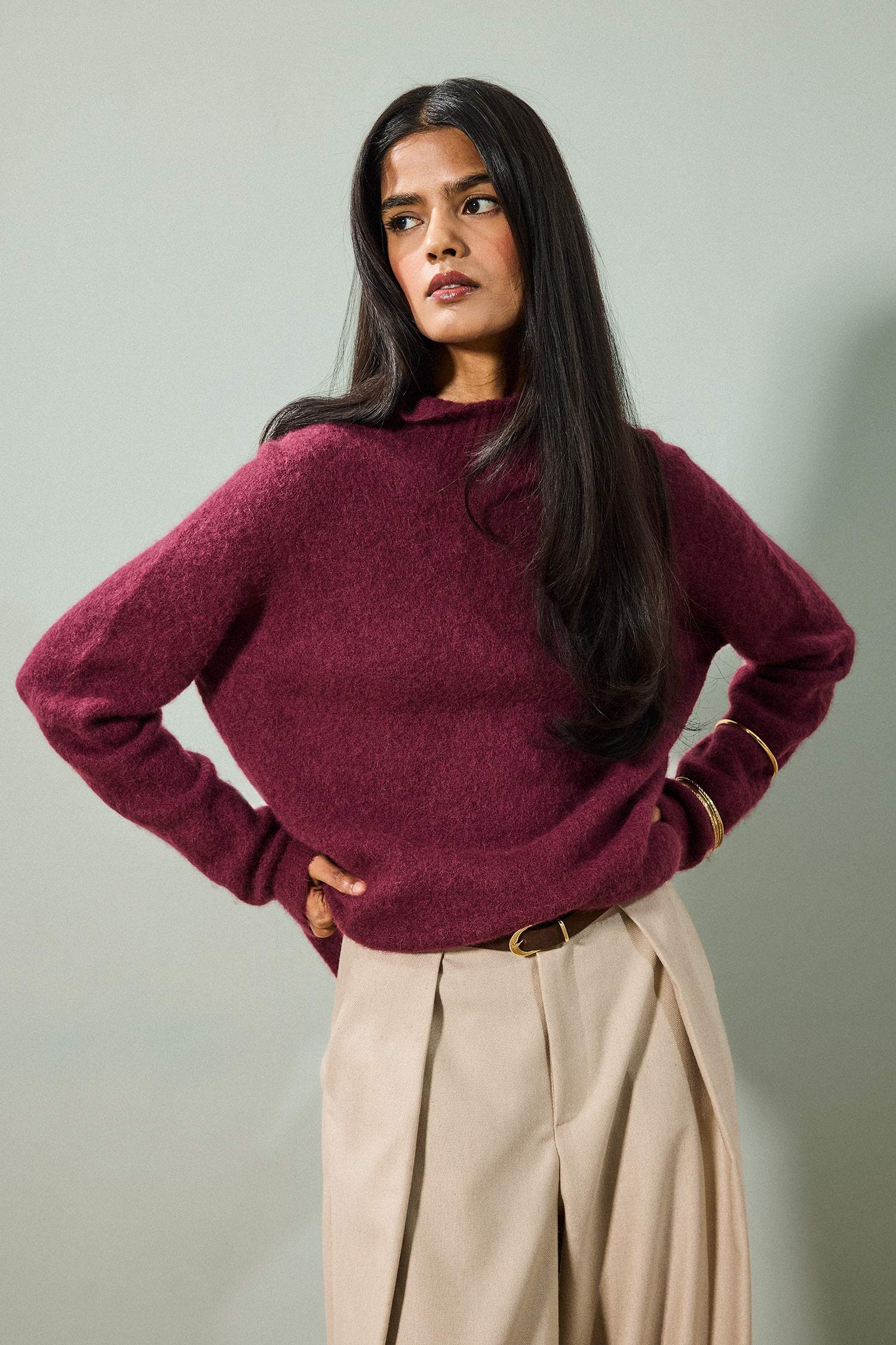 Regular Fit Balıkçı Yaka Yün ve Alpaka Yünü Triko Kazak