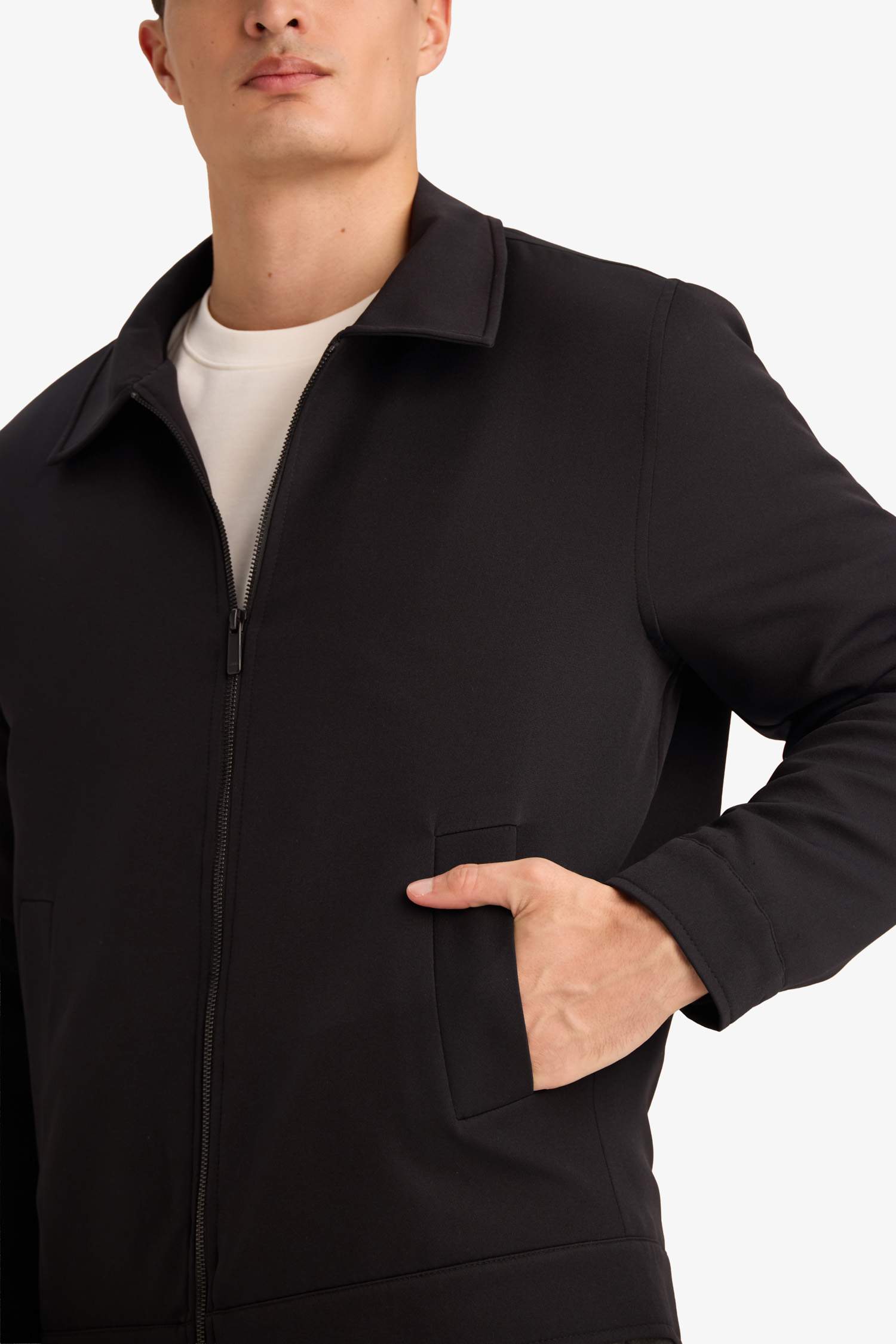 Regular Fit Shirt Collar Lined Jacket