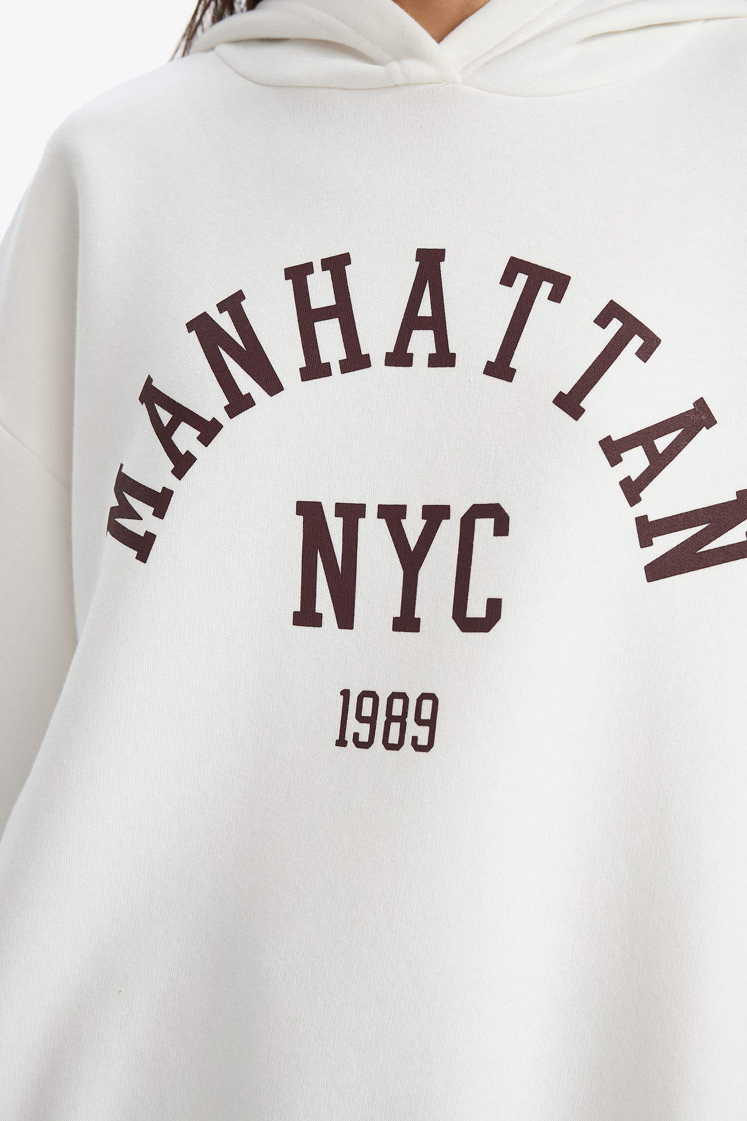 Relax Fit Kapüşonlu Baskılı Sweatshirt