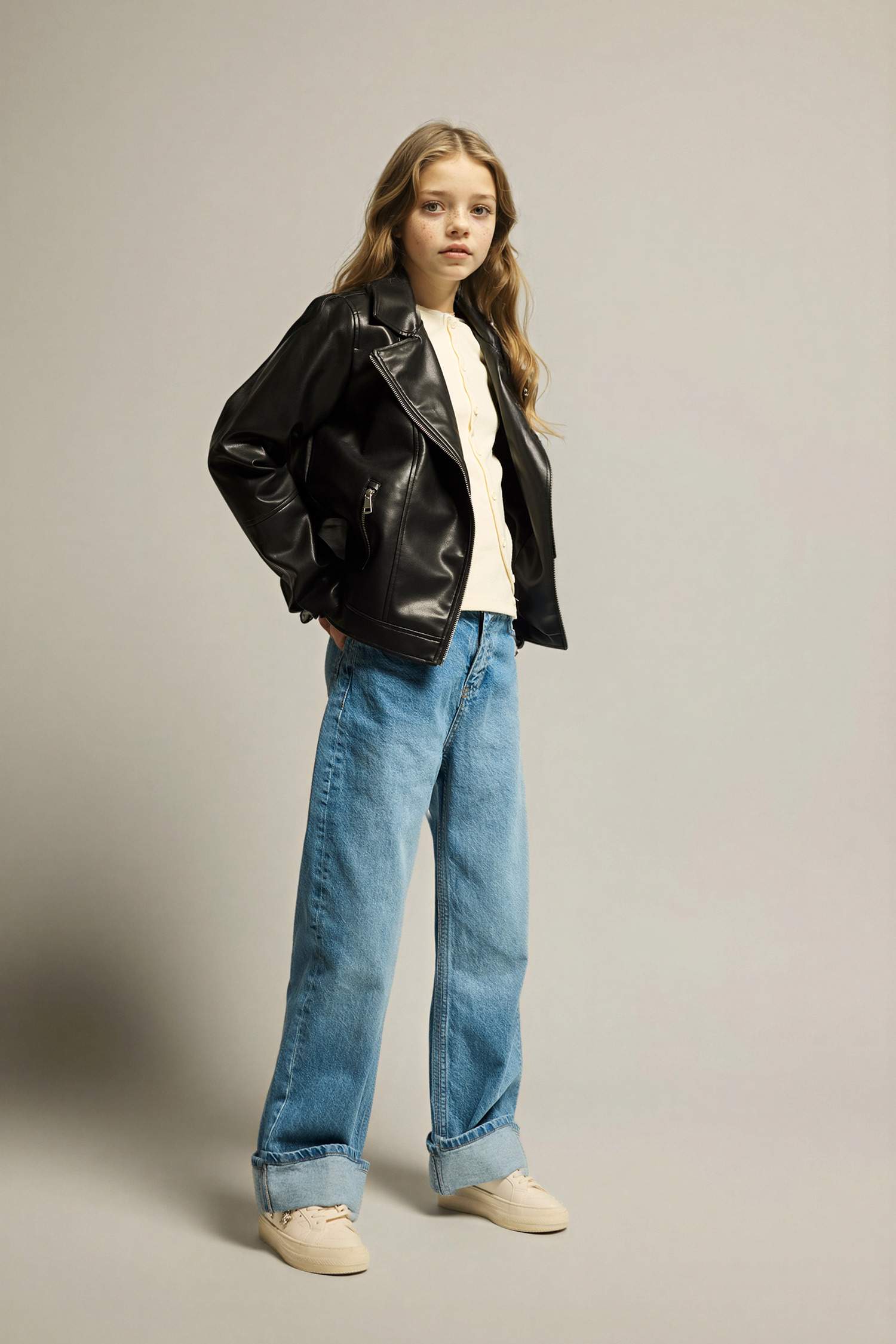 Қыздарға арналған Straight Wide кең балақты джинс шалбар