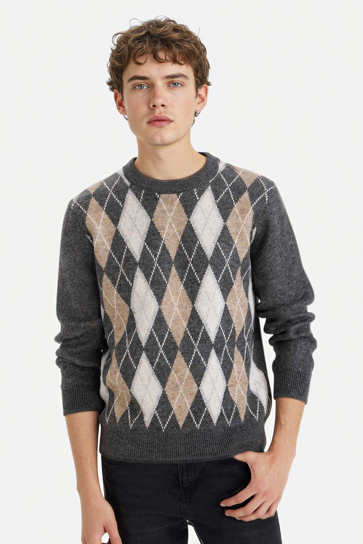 Baklava Desenli Triko Kazak