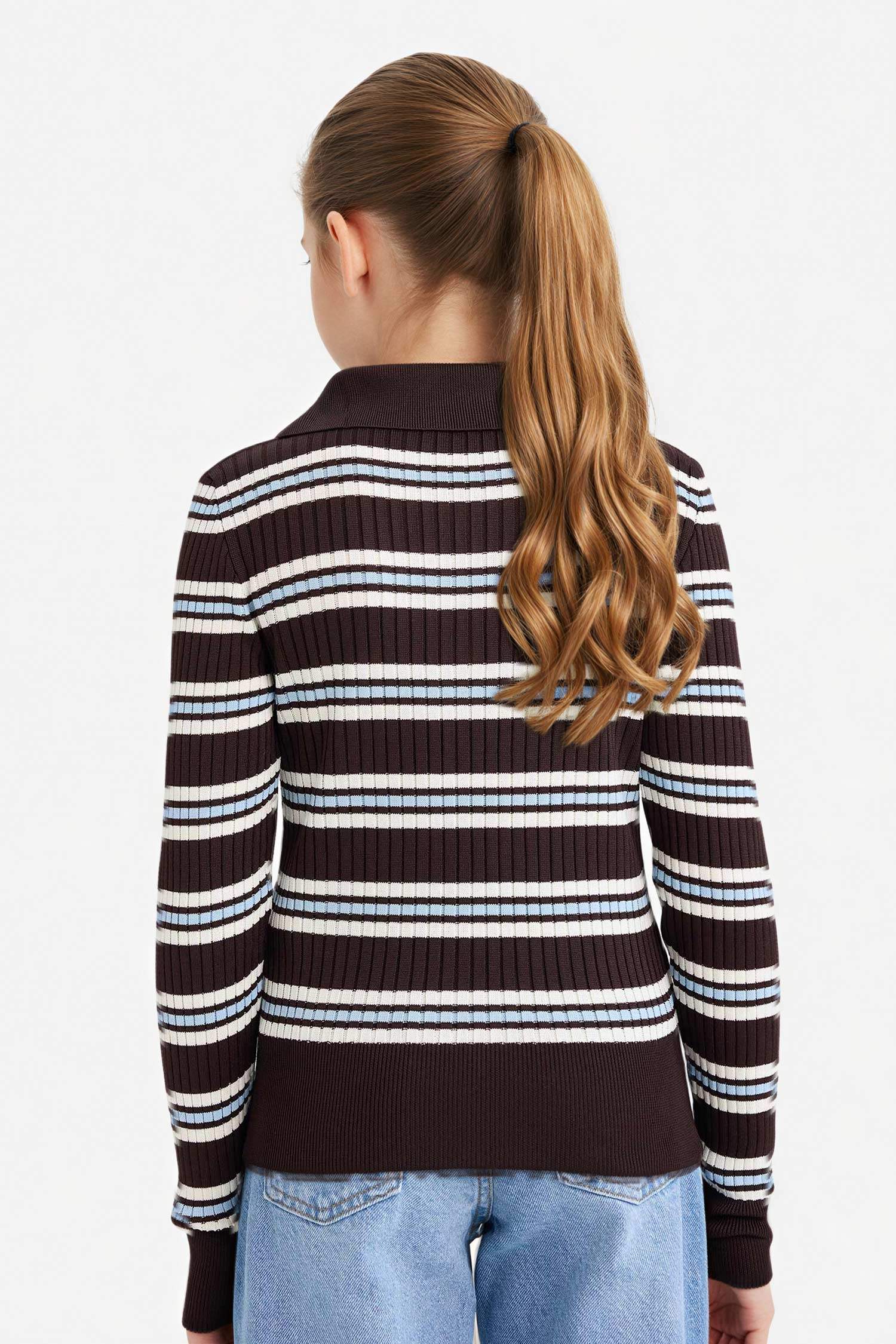 Girl Regular Fit Polo Collar Pullover
