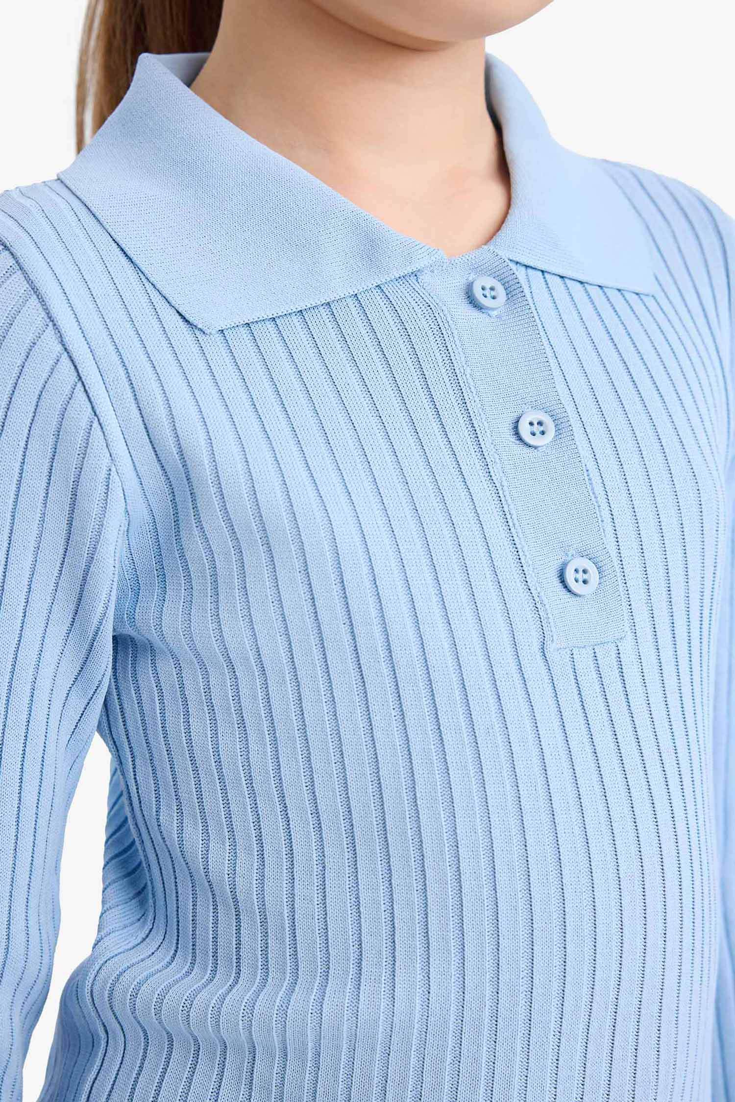 Girl Regular Fit Polo Collar Pullover