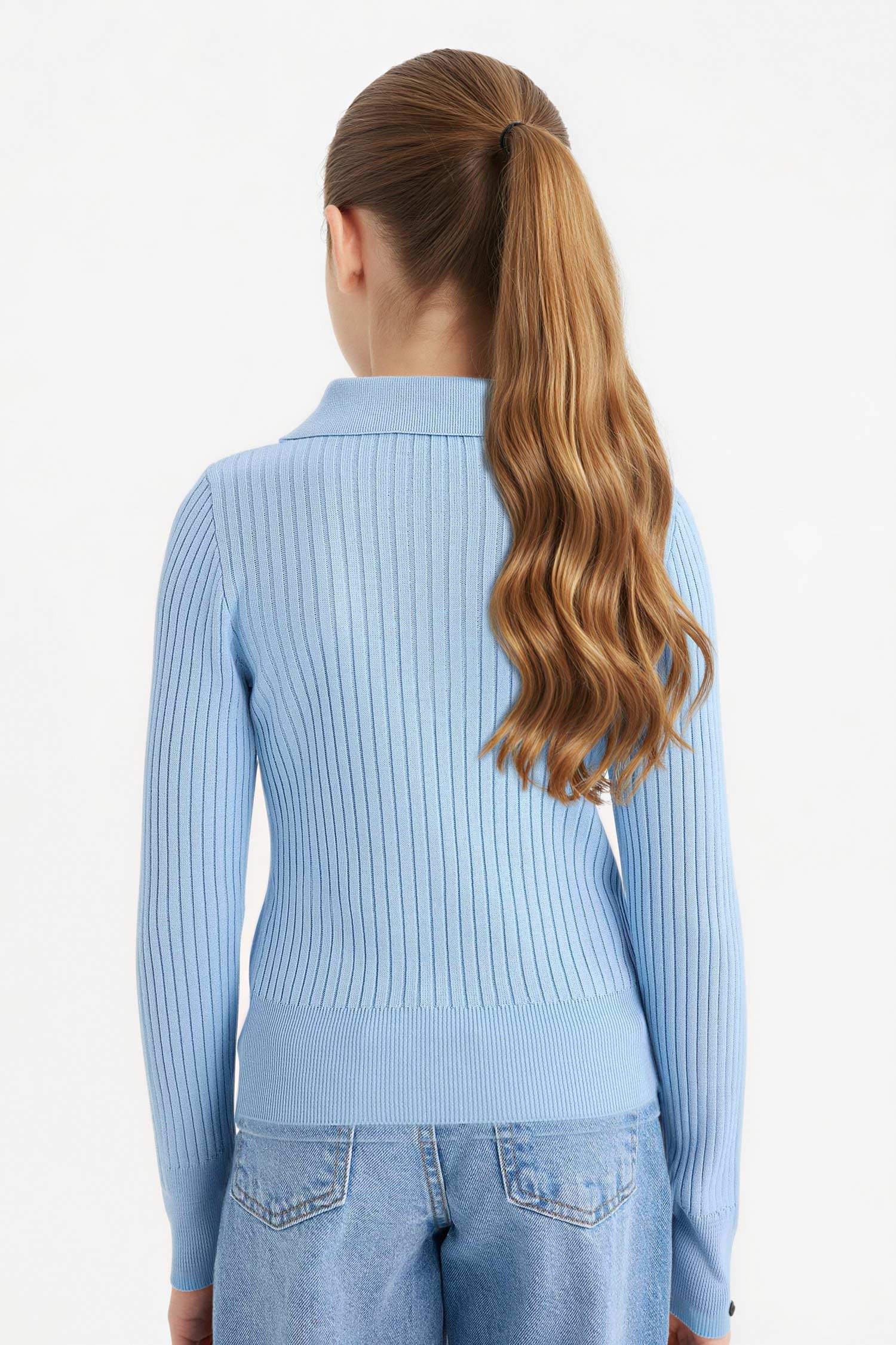 Girl Regular Fit Polo Collar Pullover