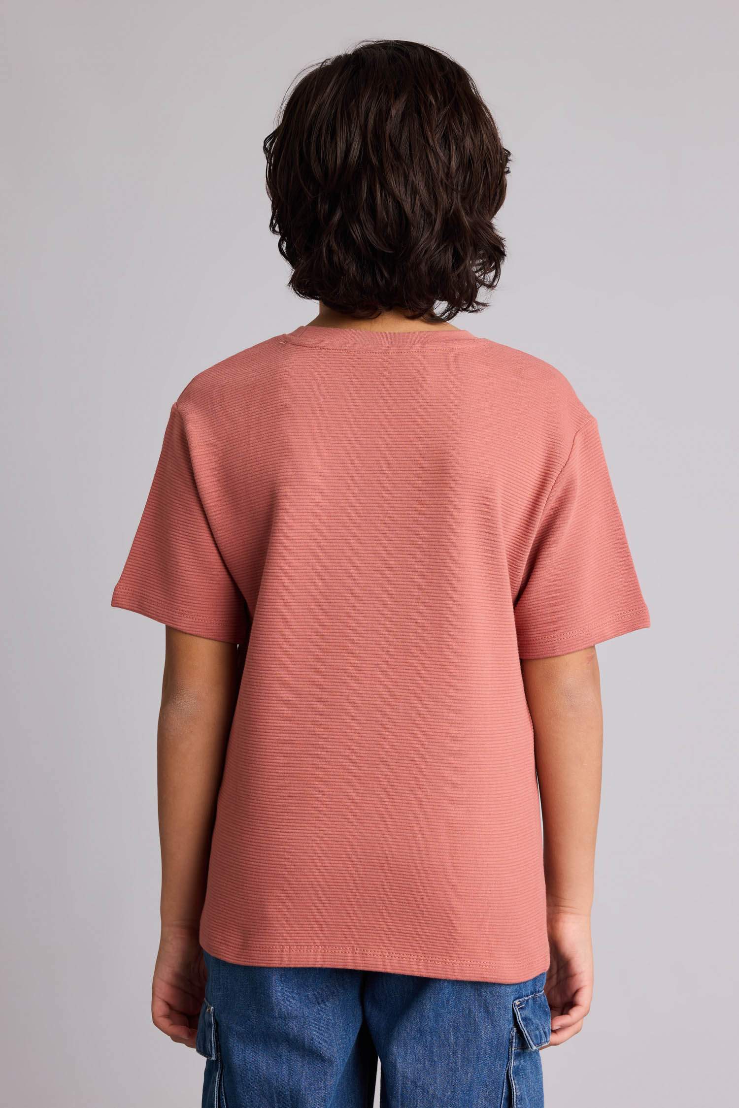 Ұлдарға арналған Oversize дөңгелек жағалы аппликациялы қысқа жеңді футболка