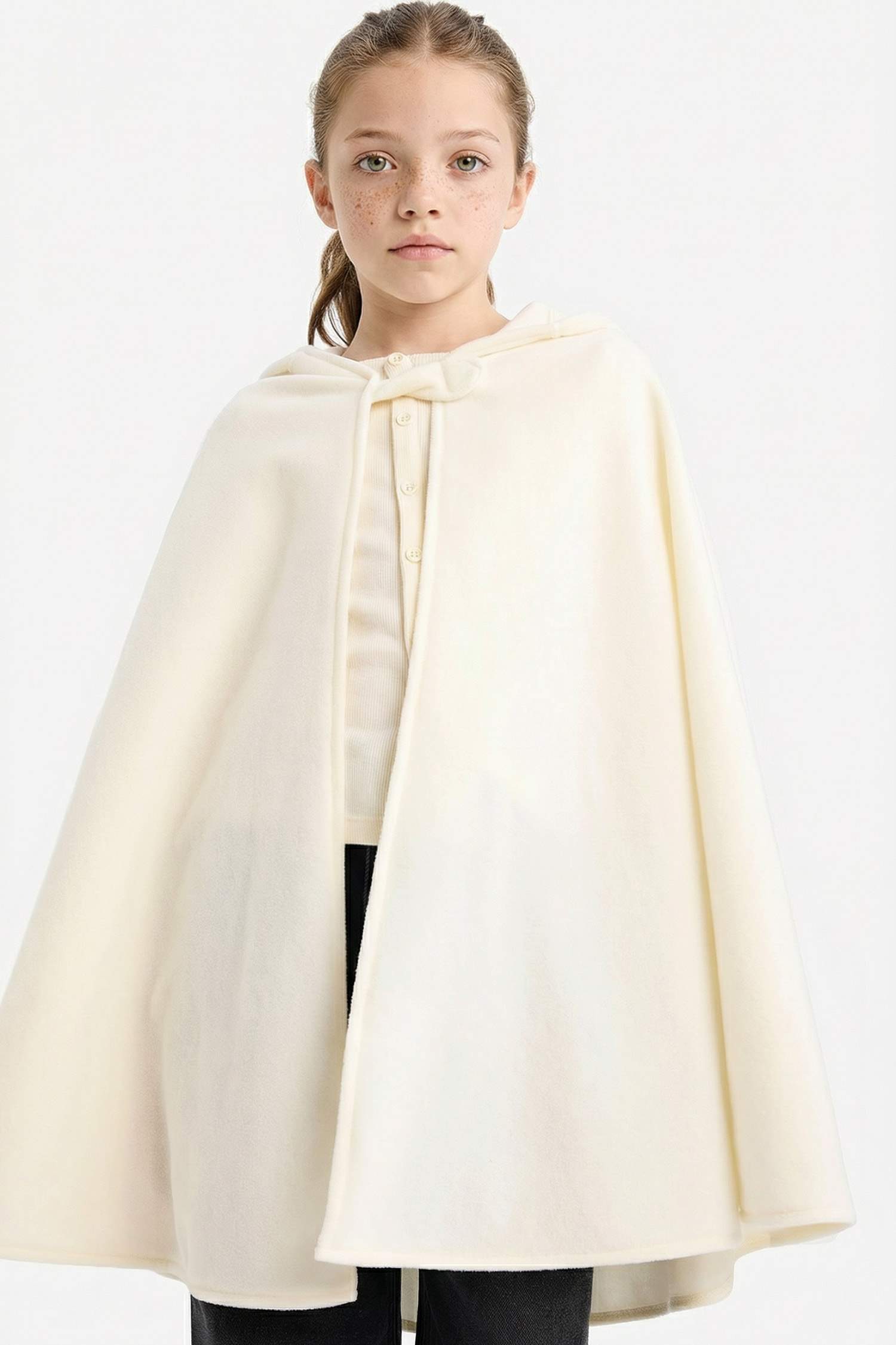 Kız Çocuk Kapüşonlu Polar Pelerin Kostüm