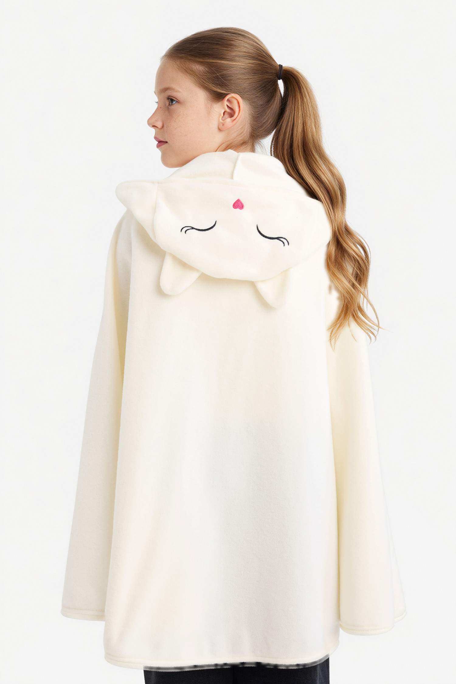 Kız Çocuk Kapüşonlu Polar Pelerin Kostüm