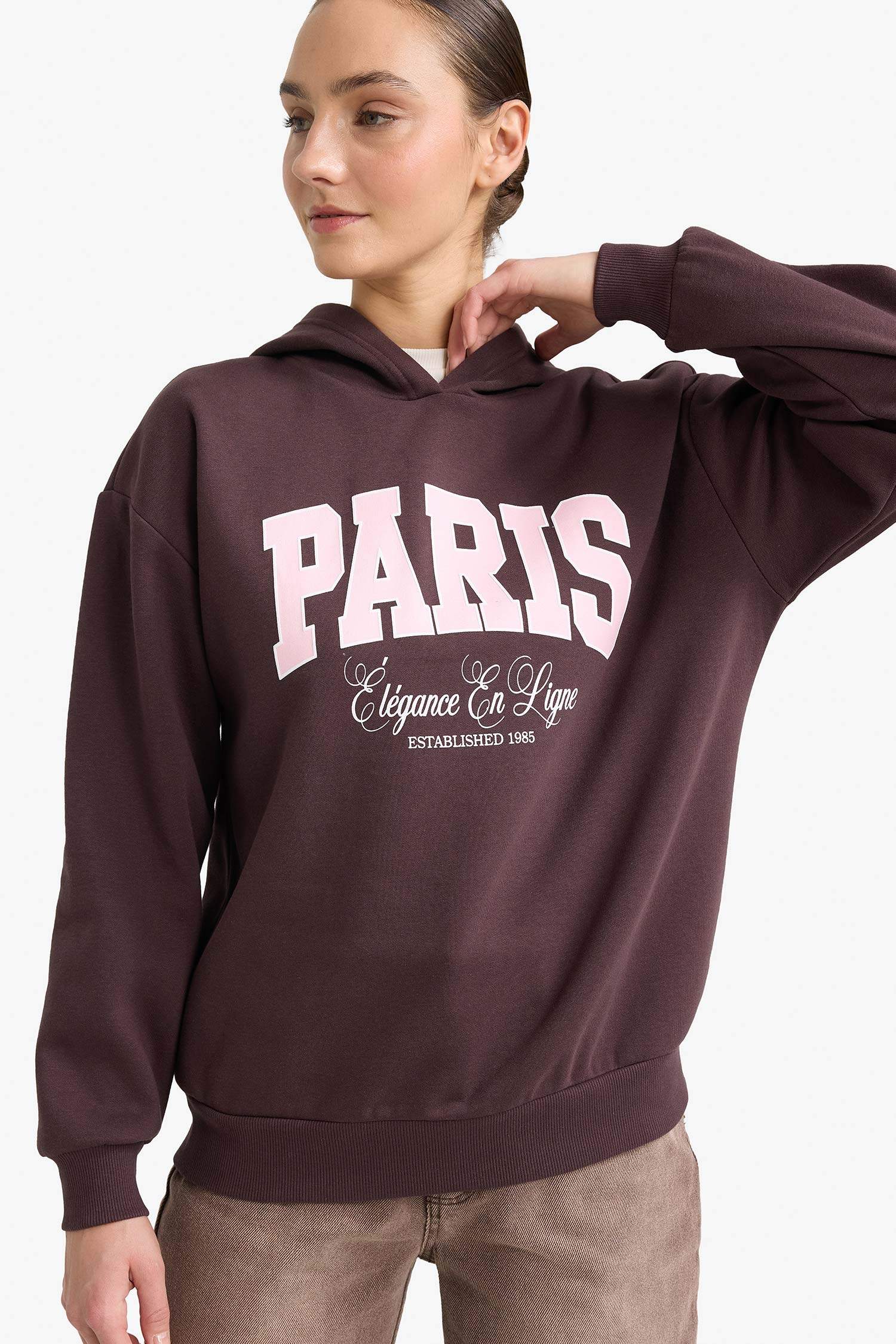 релакс пішімі қабаттық принт бас киімді Свитер