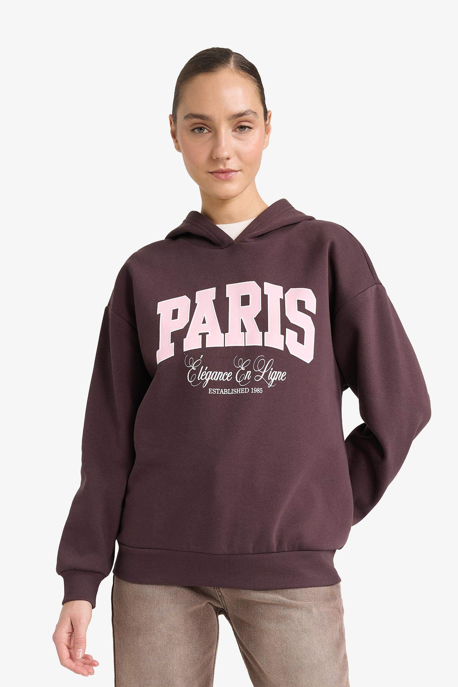 релакс пішімі қабаттық принт бас киімді Свитер