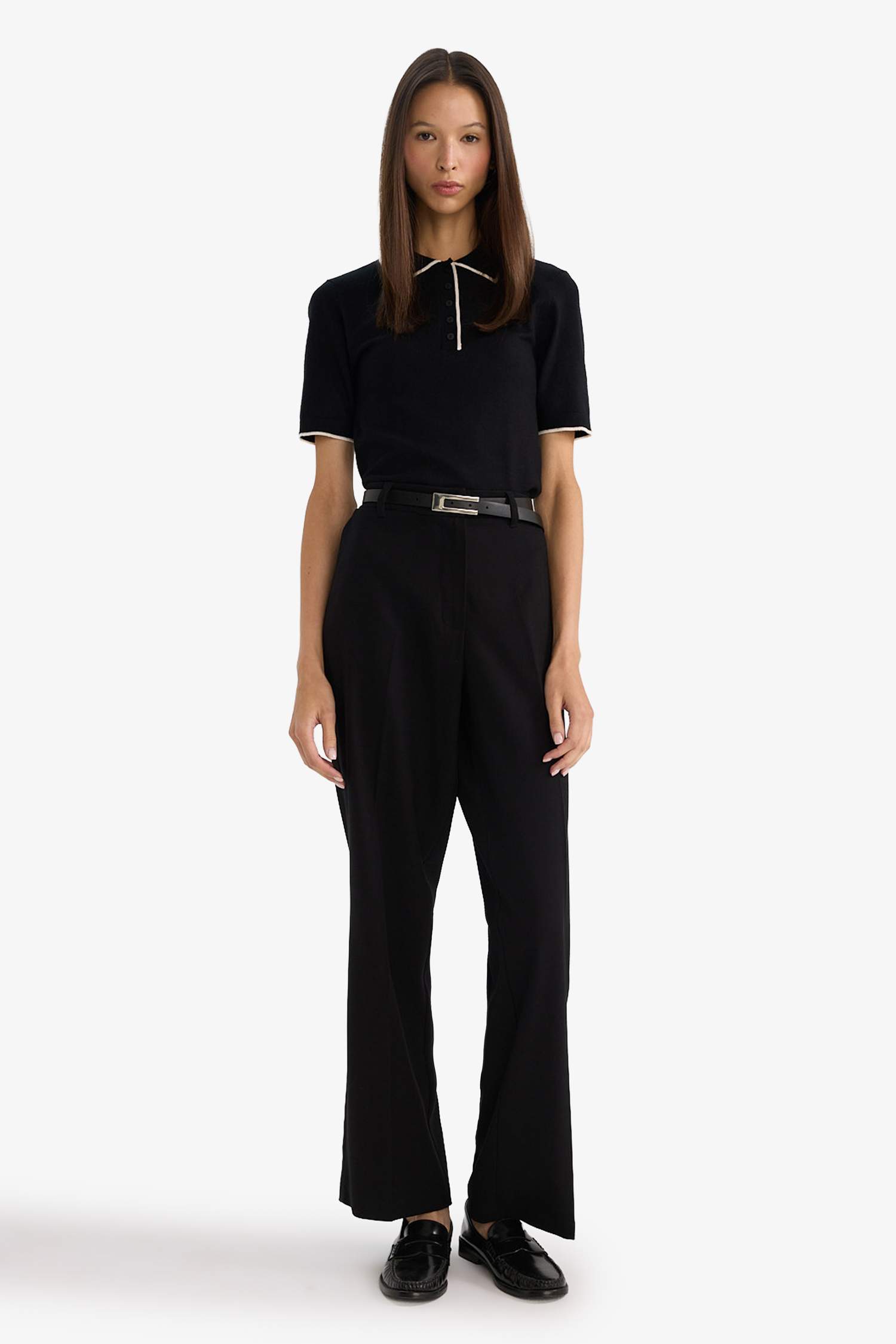 Straight Fit Çift Cepli Normal Bel Düz Paça Pantolon