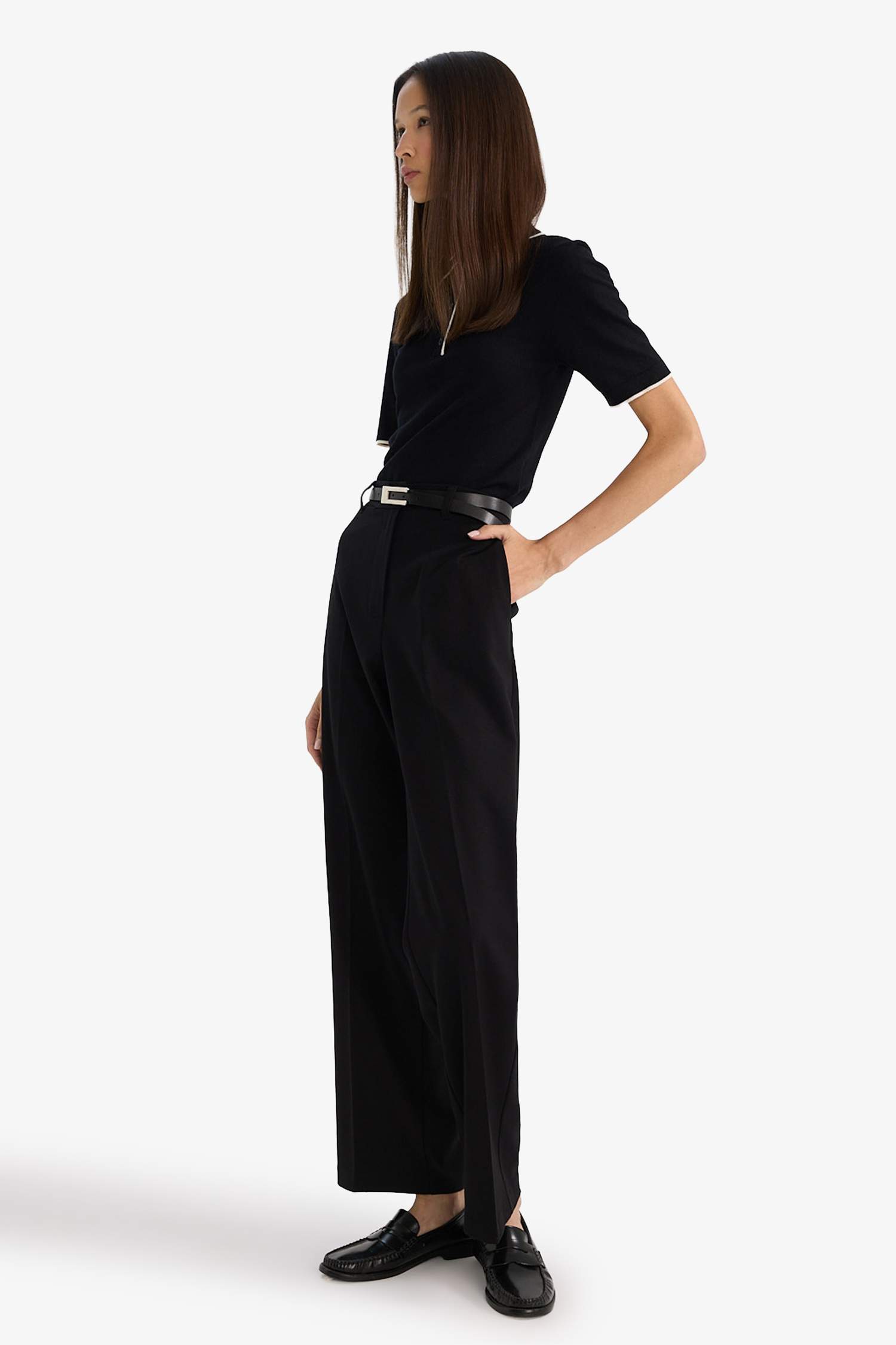 Straight Fit Çift Cepli Normal Bel Düz Paça Pantolon