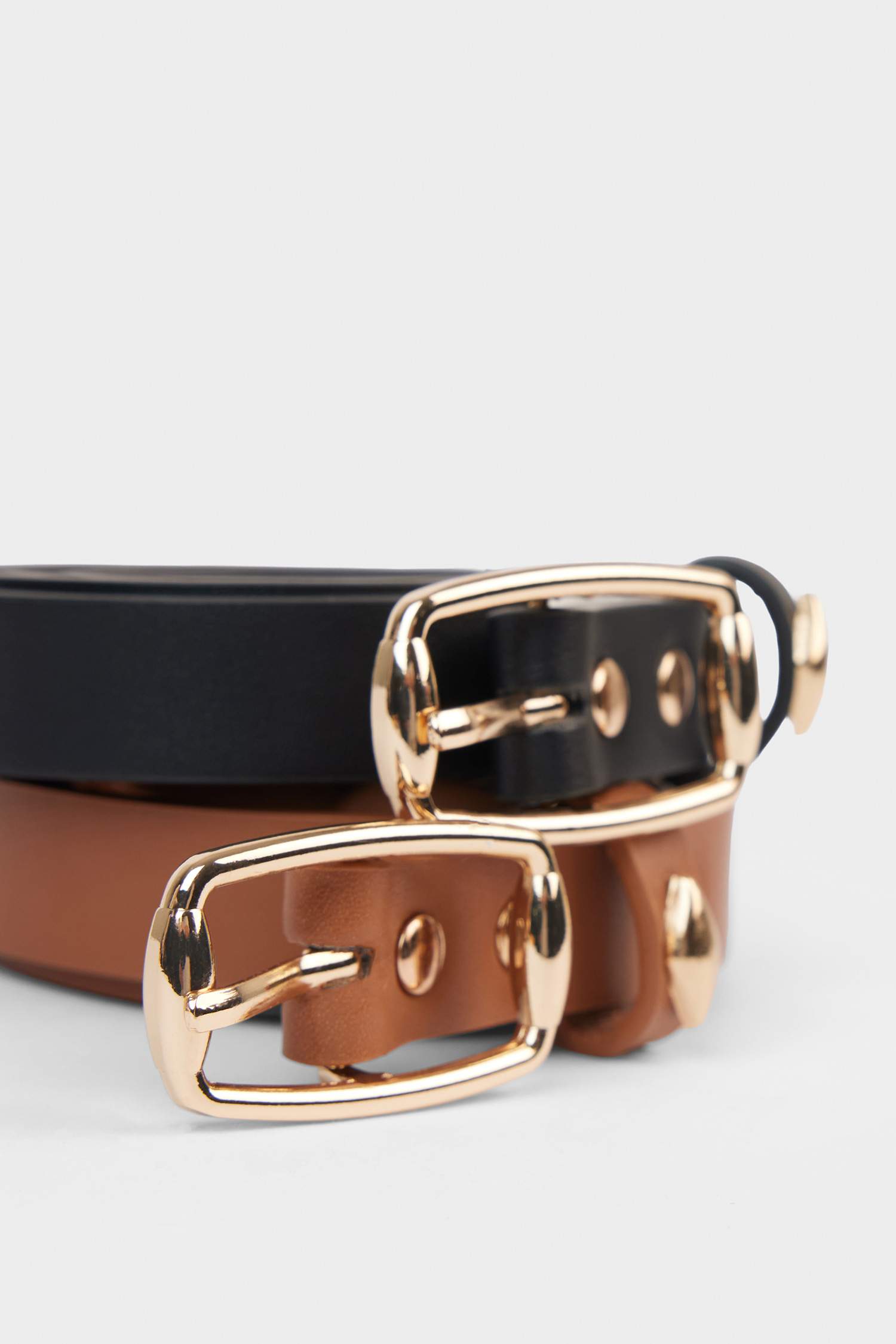 Kadın Dikdörtgen Toka Suni Deri 2'li Klasik Kemer