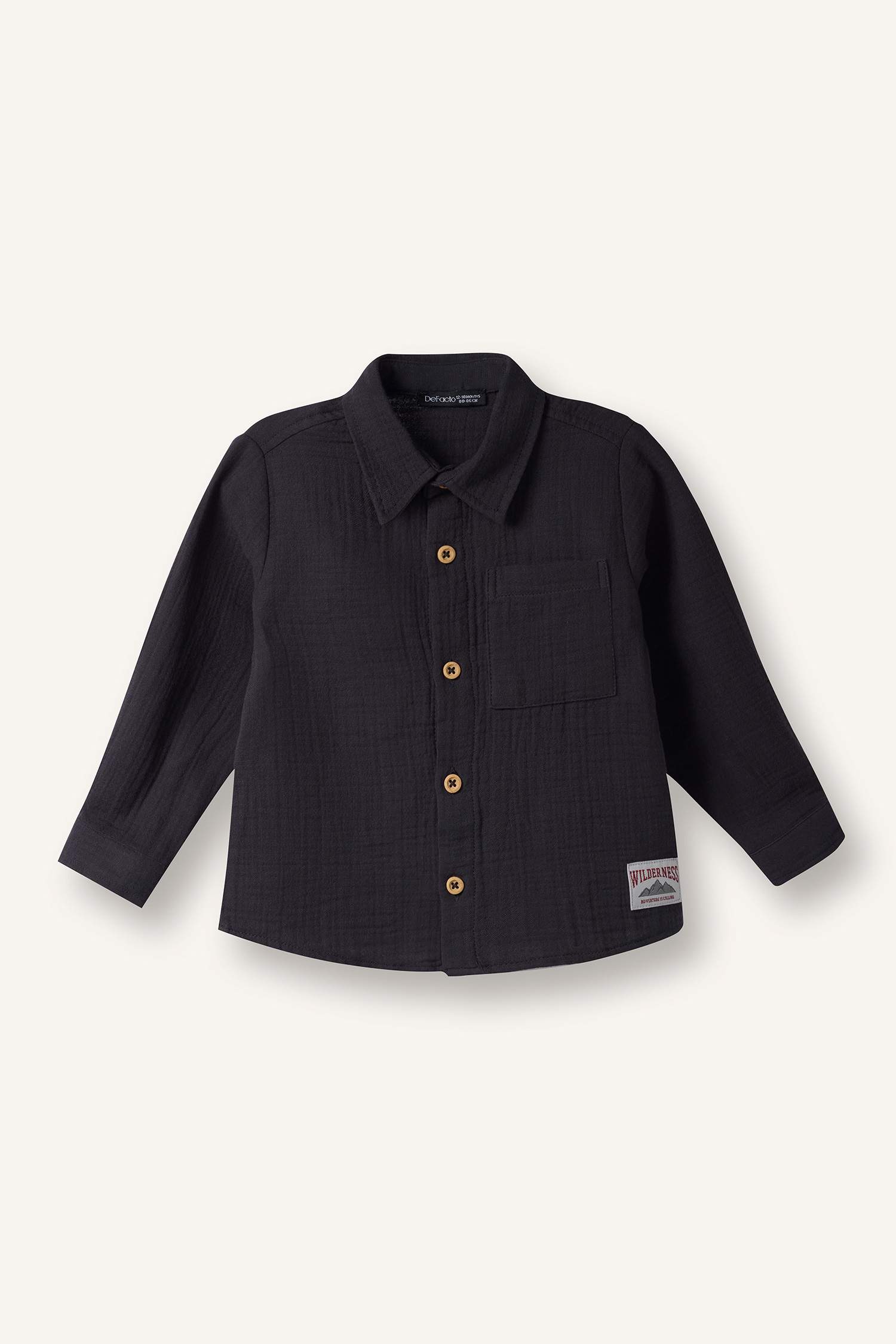 Erkek Bebek Polo Yaka Müslin Uzun Kollu Gömlek