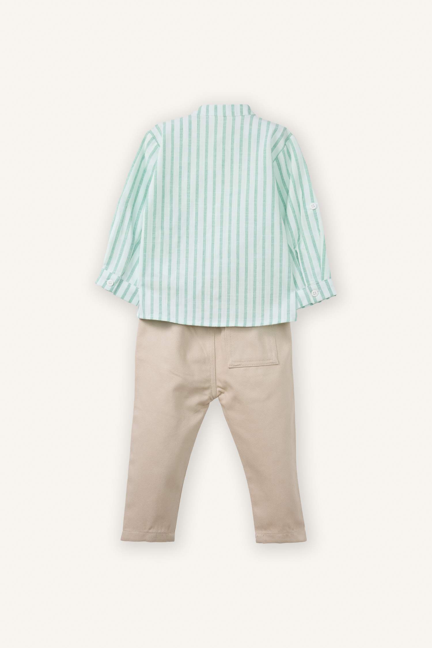 Erkek Bebek Poplin 2'li Takım Çizgili Gömlek Pantolon