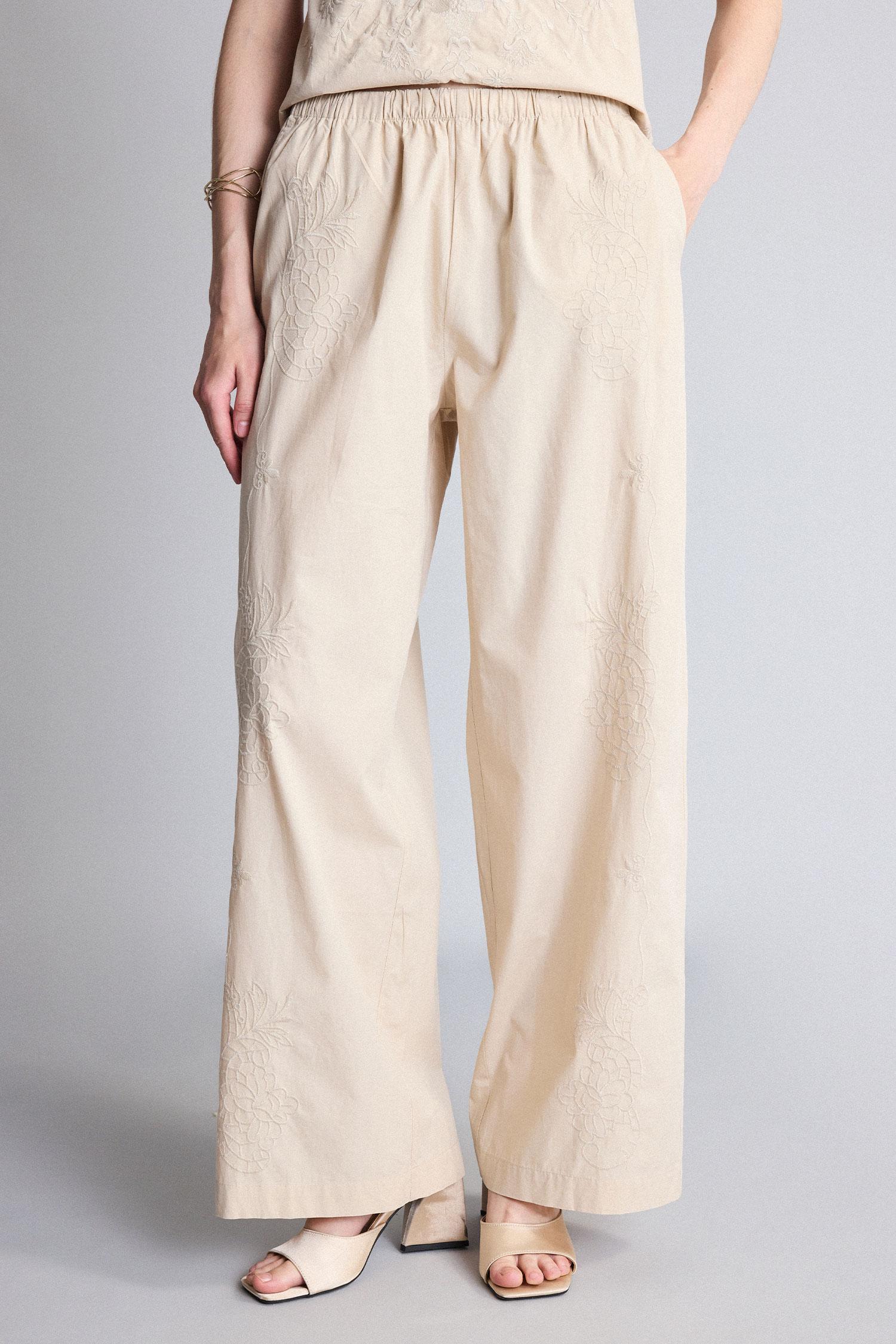 DeFacto %100 Pamuk Wide Leg Poplin Düz Paça Pantolon görsel 5