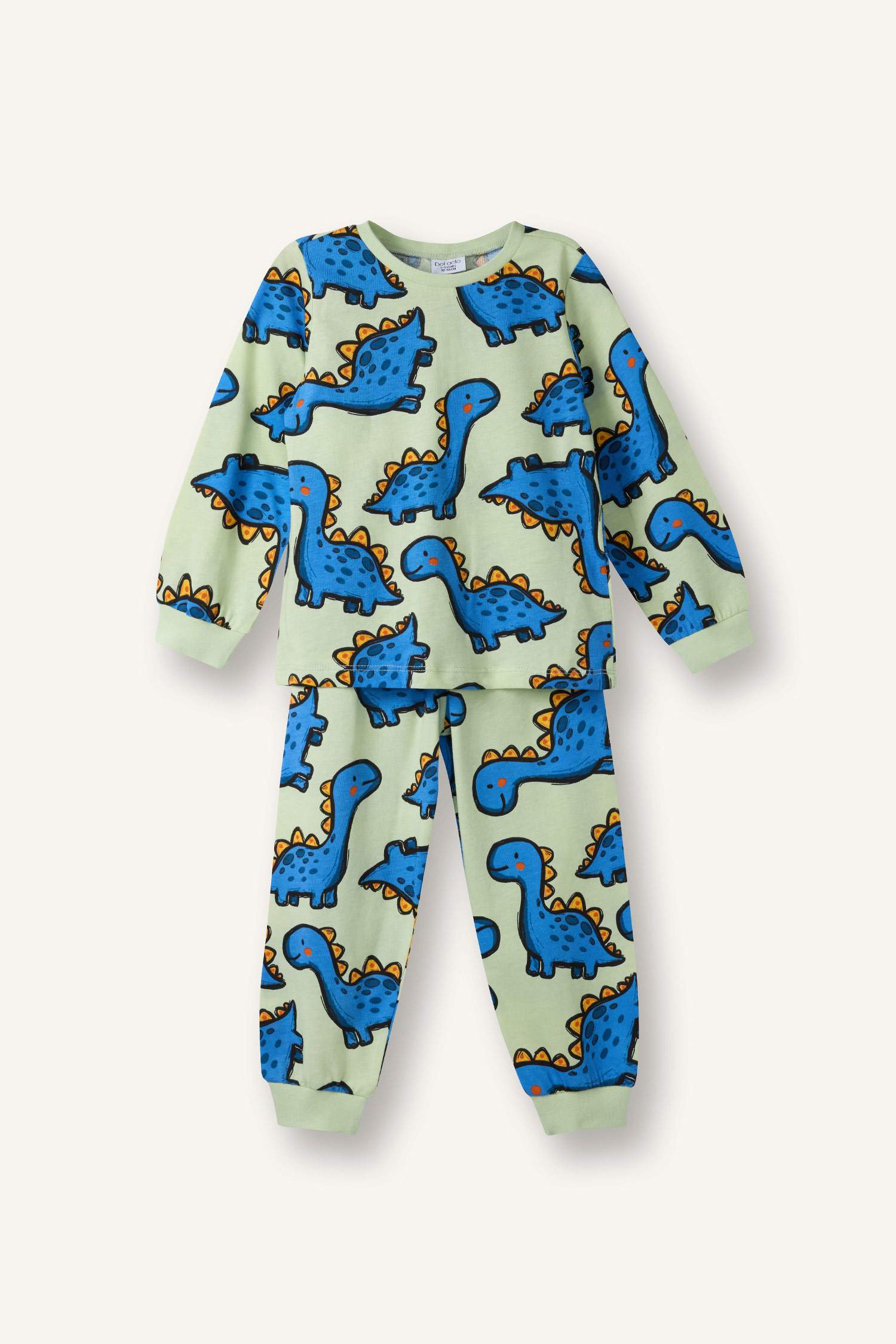 Erkek Bebek Pijama Takımı Dinozor Desenli Uzun Kollu Üst Uzun Alt