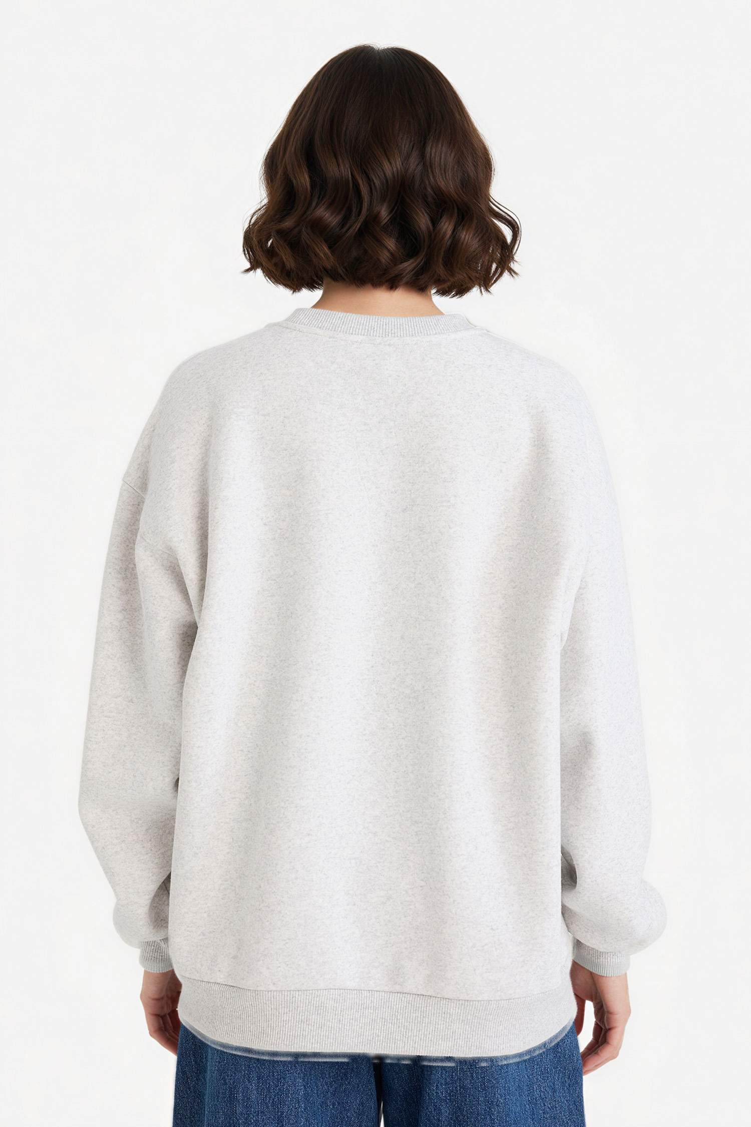 سويت شيرت اوفر سايز ثقيل مطبوع بياخة مستديرة