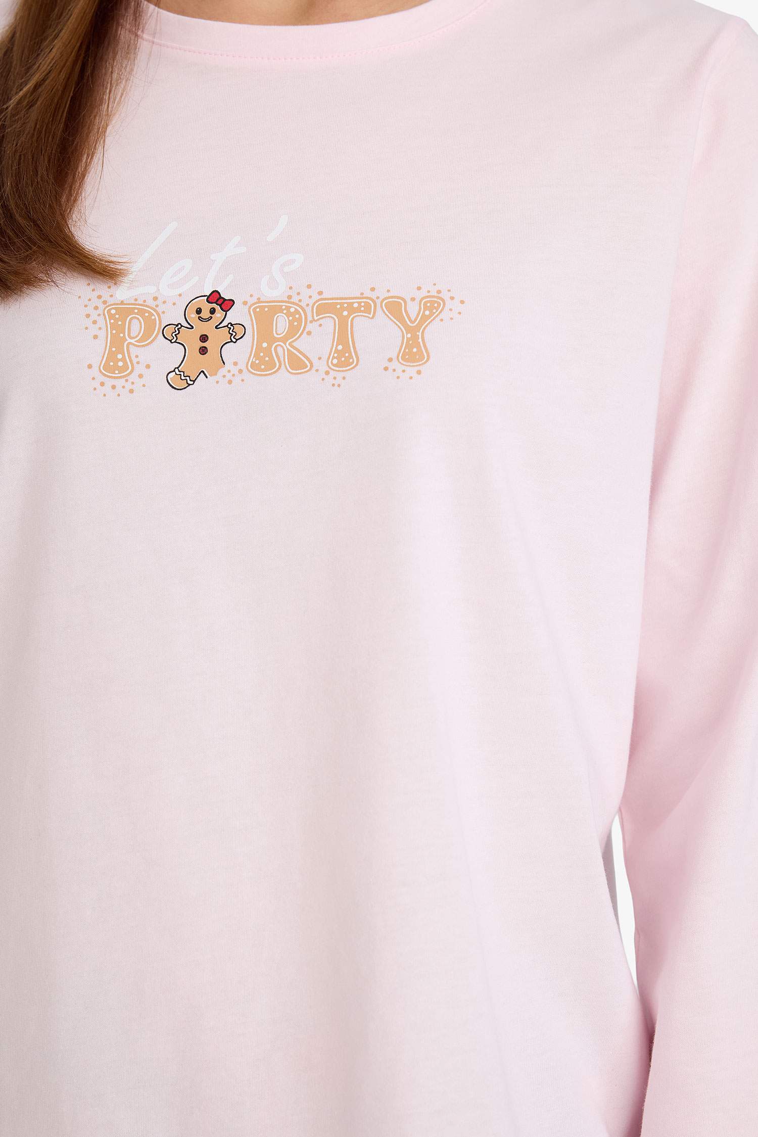 Yılbaşı Temalı Pijama Takımı Regular Fit Uzun Kollu Üst Uzun Alt