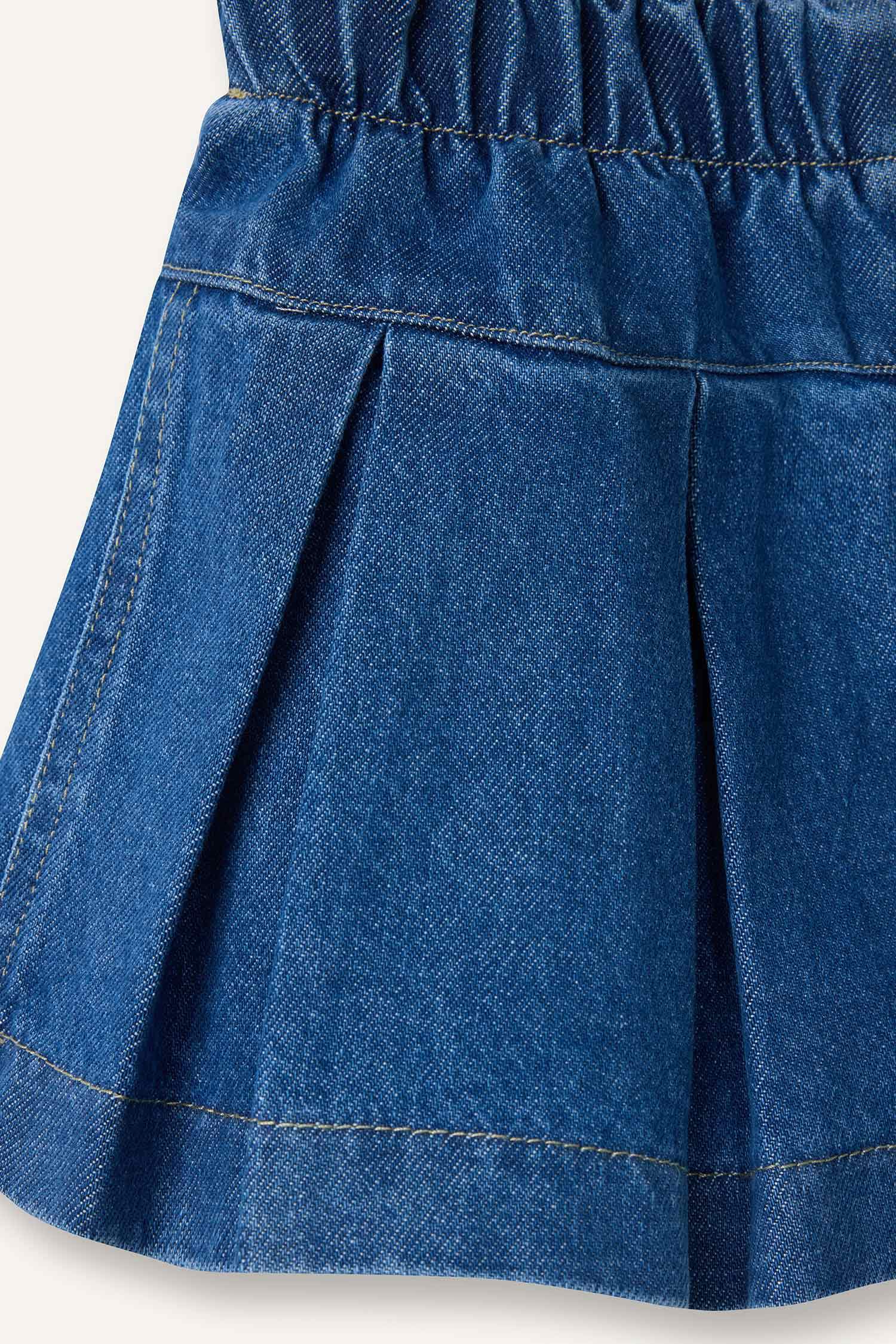 Kız Bebek Beli Lastikli Jean Şort Etek