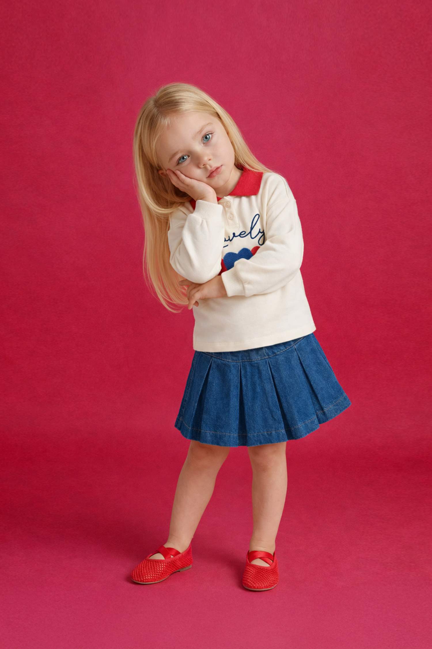 Джинсовая юбка-шорты на резинке для малышей (девочки)