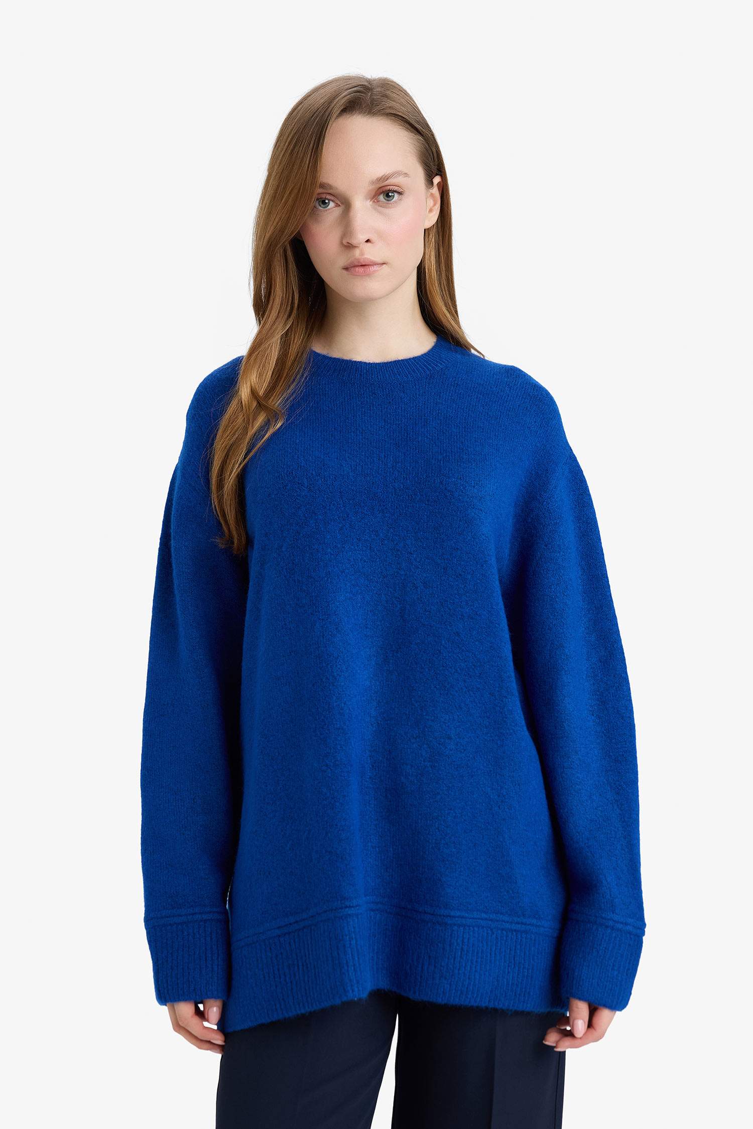 Loose Fit Bisiklet Yaka Triko Kazak Tunik