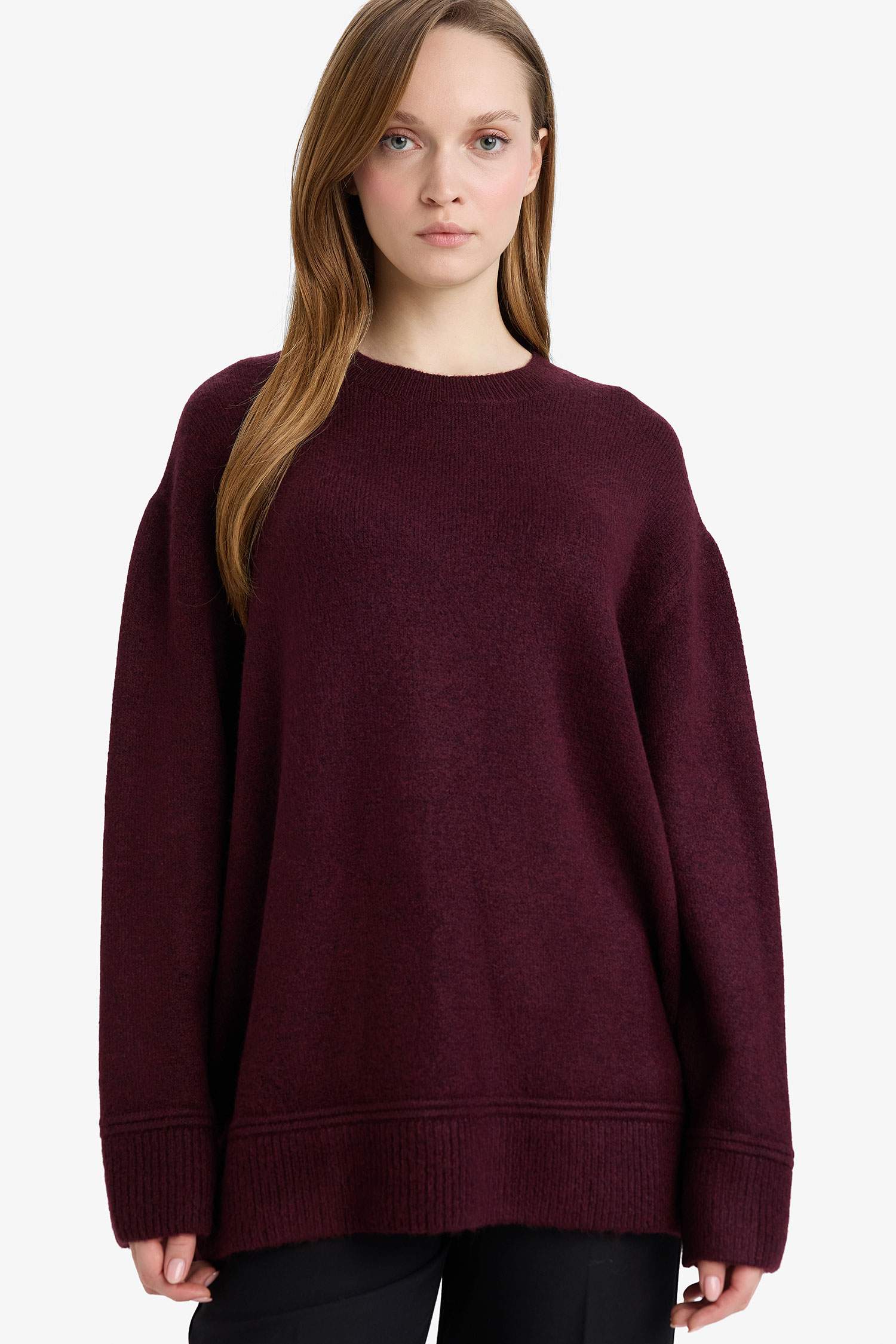 Loose Fit Bisiklet Yaka Triko Kazak Tunik