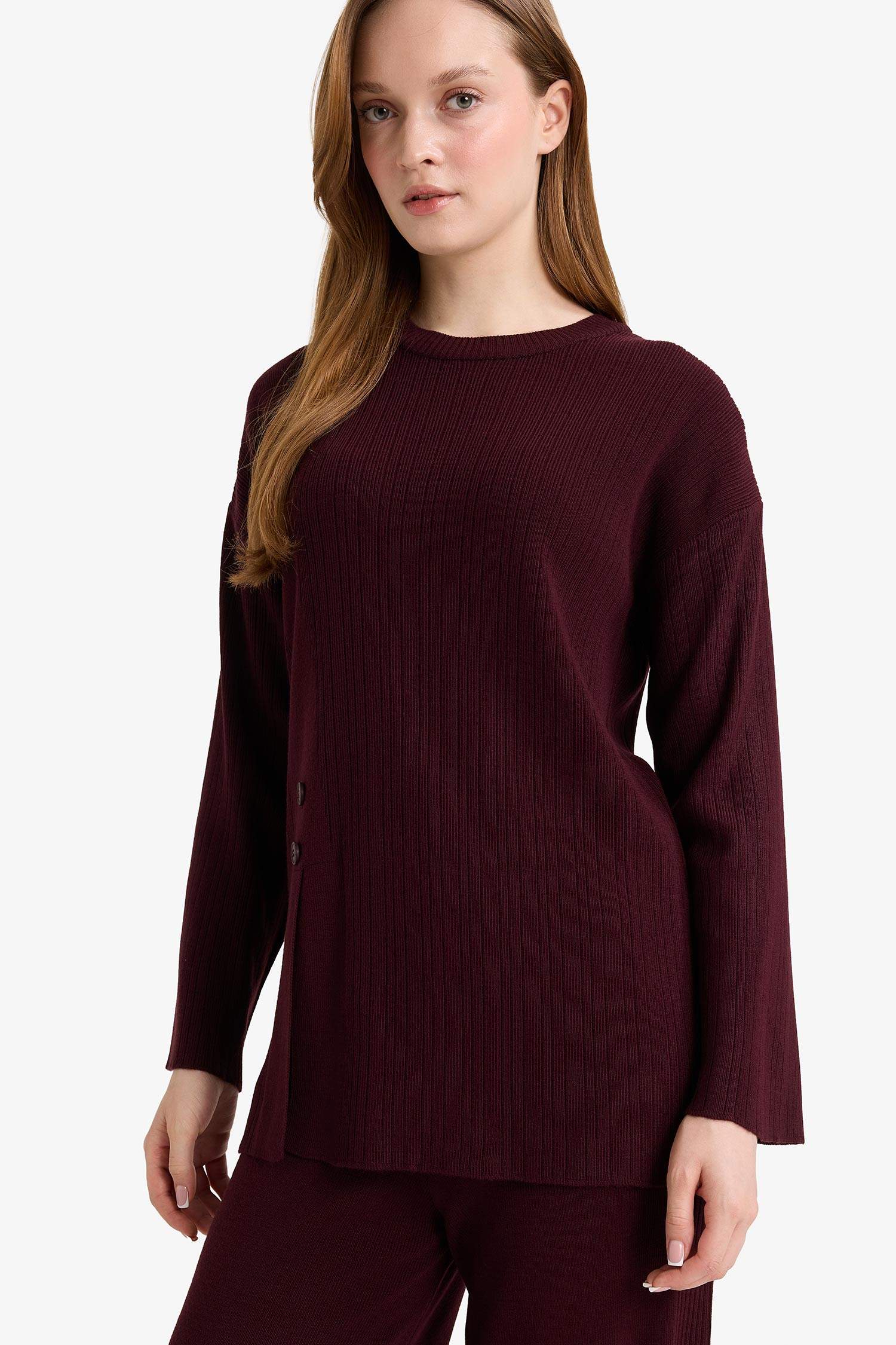 Loose Fit Bisiklet Yaka Triko Kazak Tunik