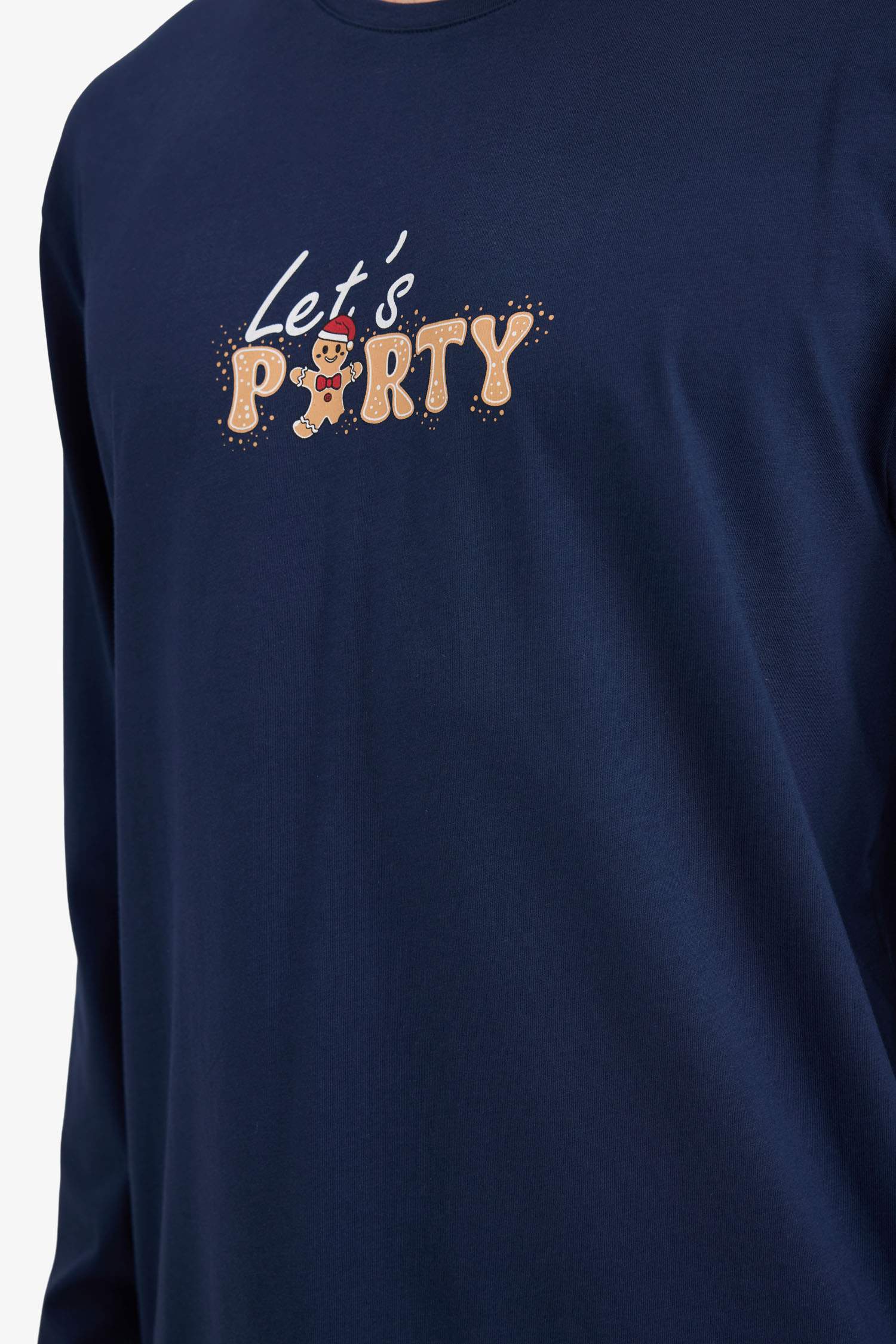 Yılbaşı Temalı Pijama Takımı Regular Fit Uzun Kollu Üst Uzun Alt