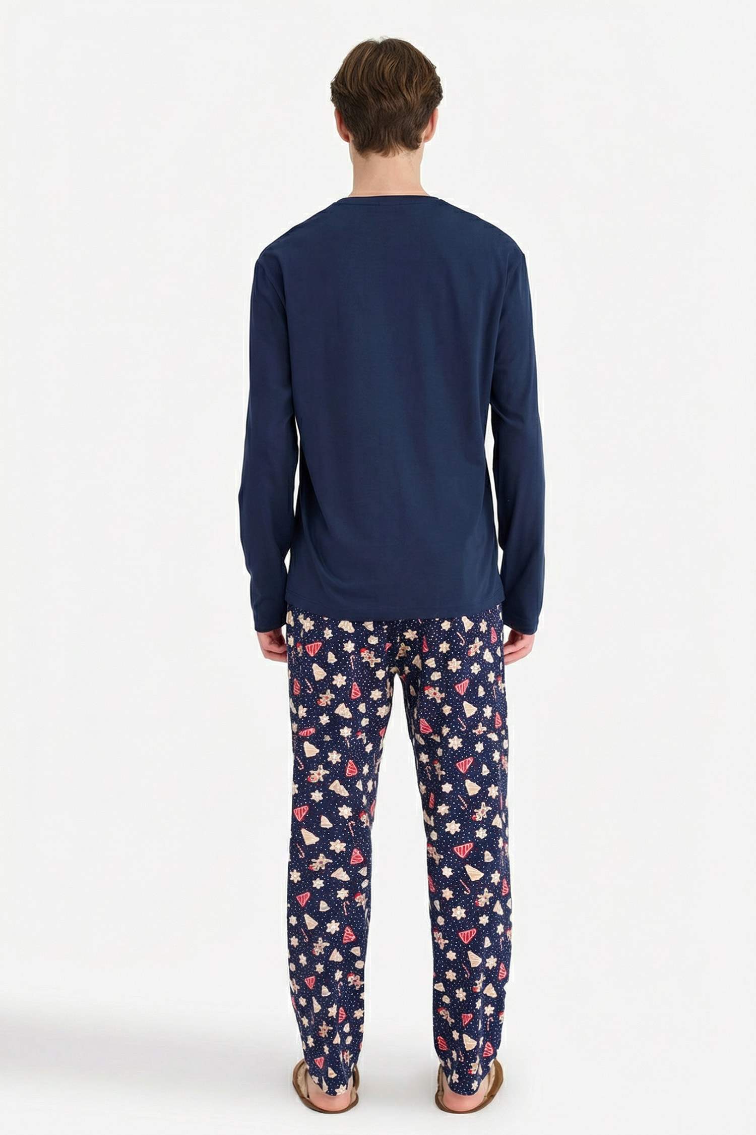 Yılbaşı Temalı Pijama Takımı Regular Fit Uzun Kollu Üst Uzun Alt