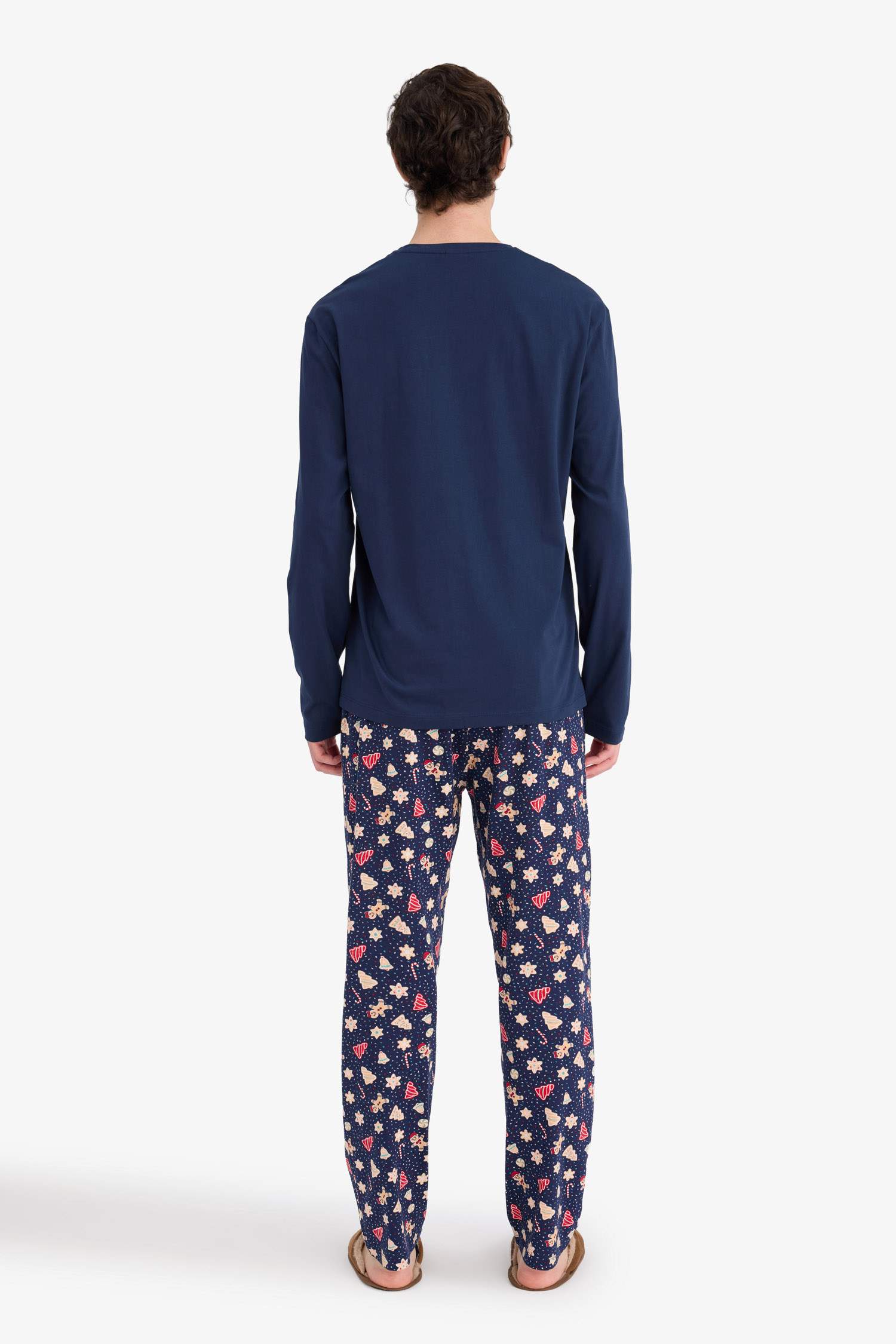 Yılbaşı Temalı Pijama Takımı Regular Fit Uzun Kollu Üst Uzun Alt