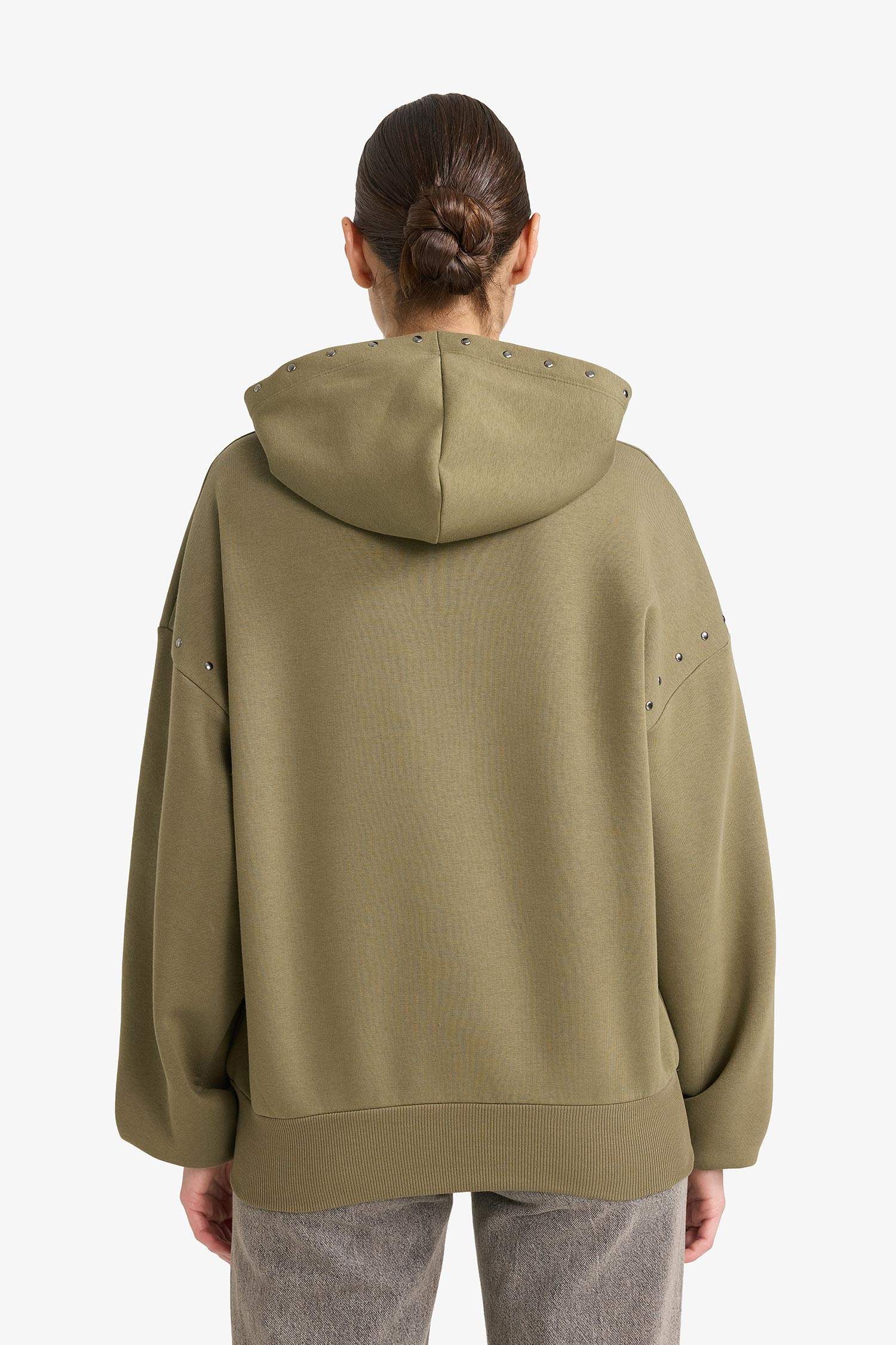 Oversize Geniş Kalıp Kapüşonlu Kalın Kumaş Sweatshirt