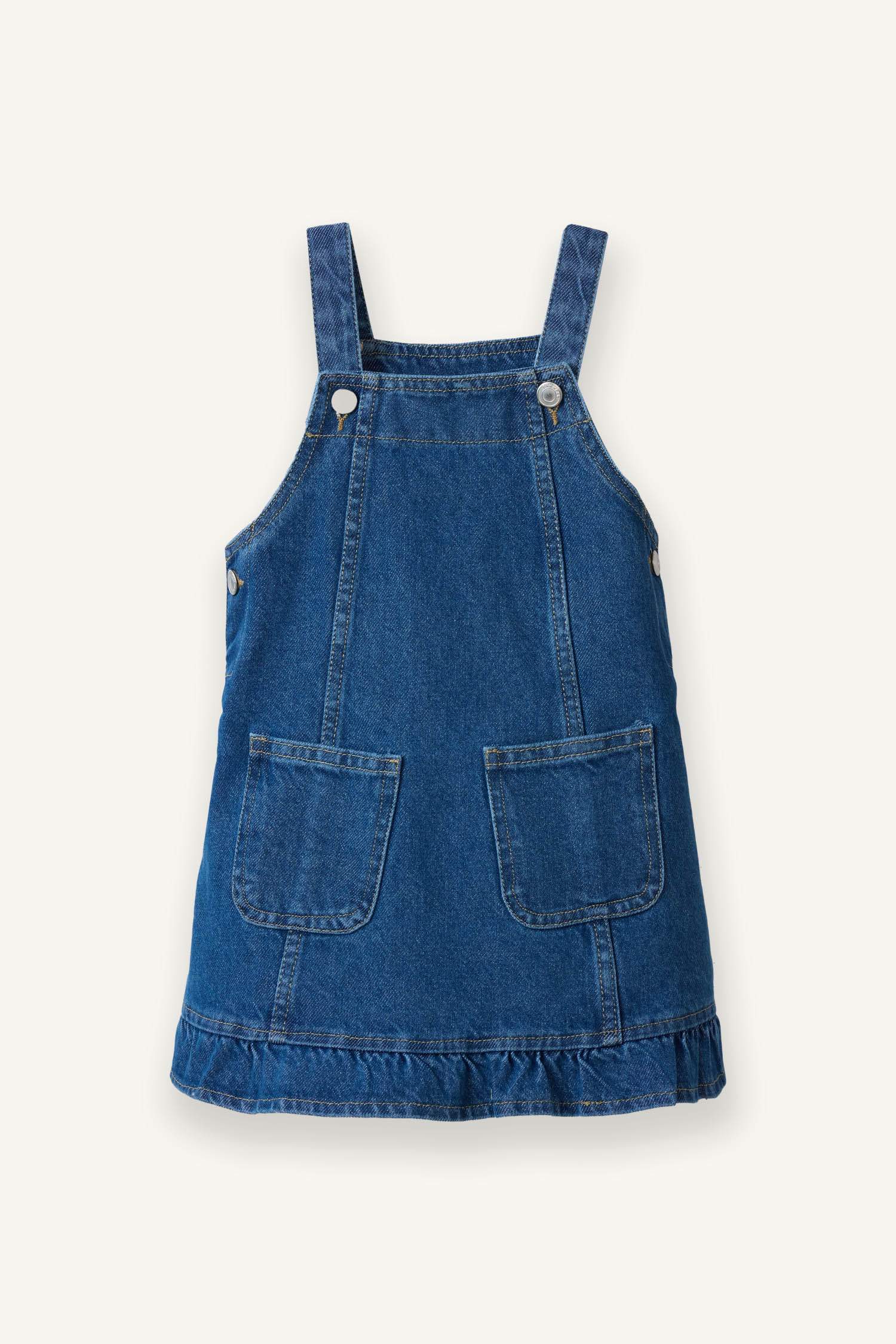 Kız Bebek Askılı Jean Elbise