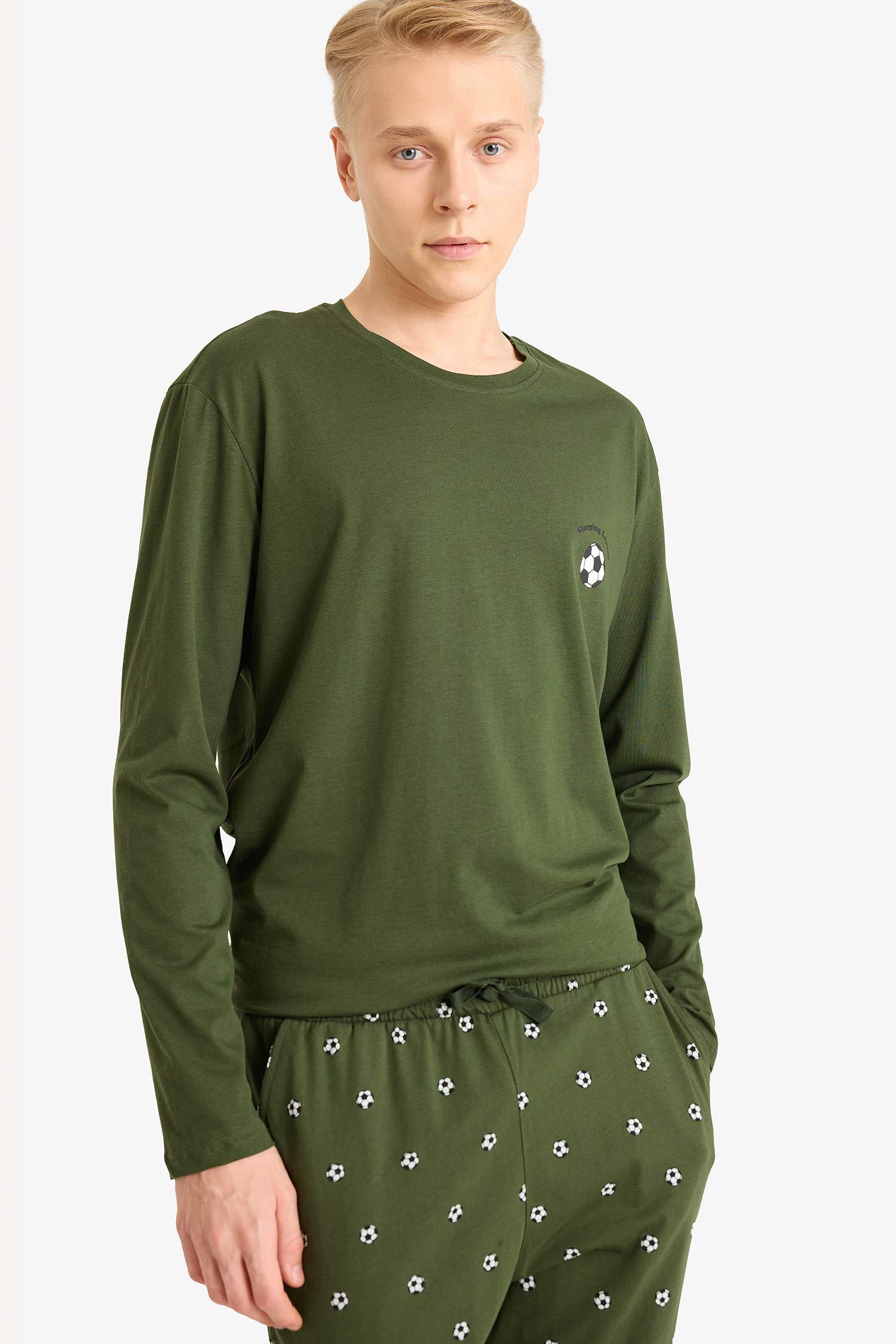 Pijama Takımı Regular Fit Uzun Kollu Üst Desenli Uzun Alt