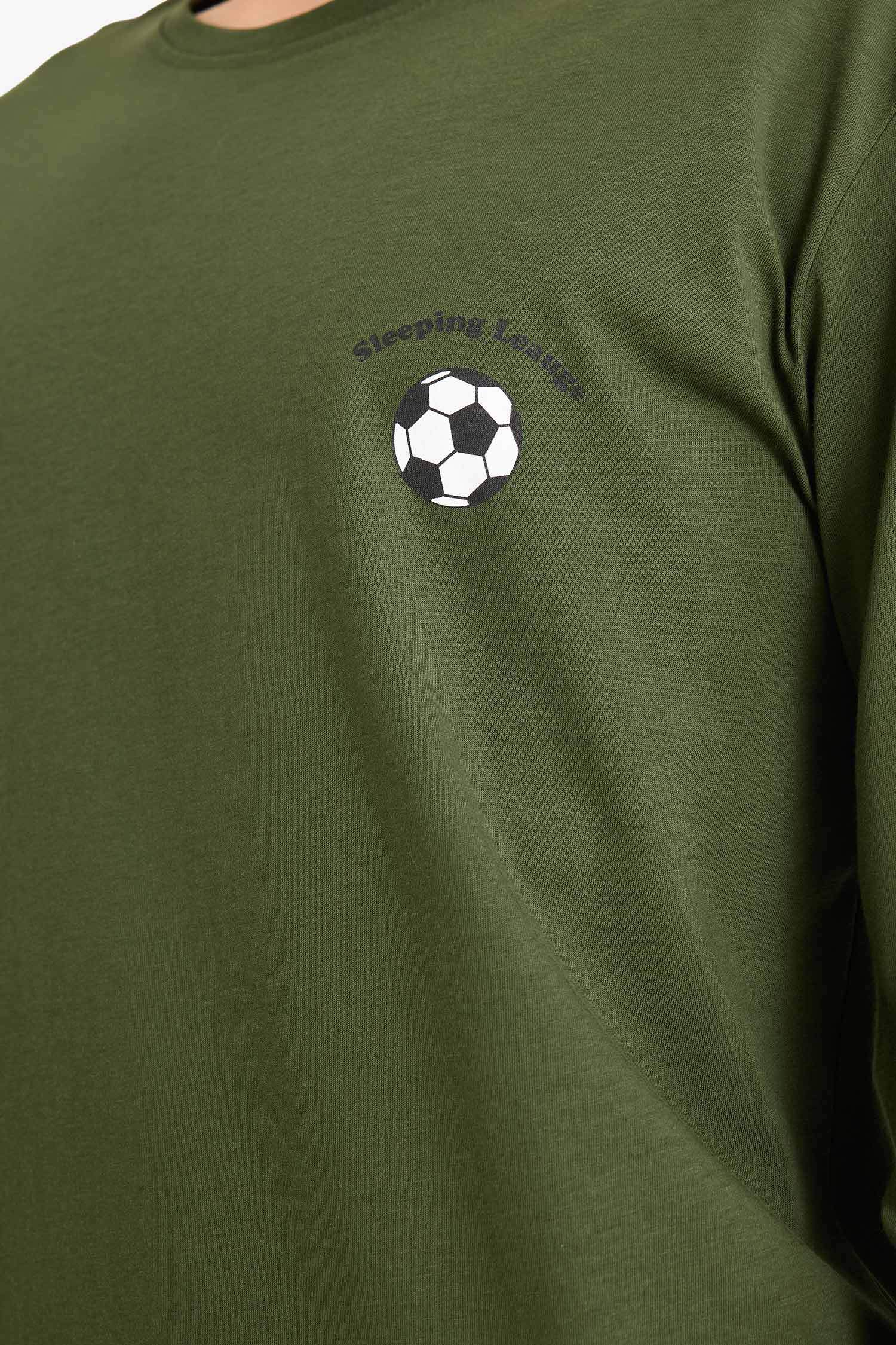 Pijama Takımı Regular Fit Uzun Kollu Üst Desenli Uzun Alt