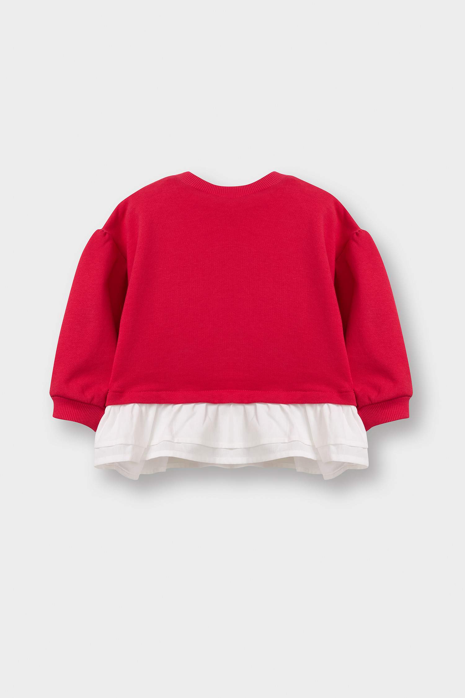 Kız Bebek Oversize Geniş Kalıp Bisiklet Yaka Çiçekli Sweatshirt