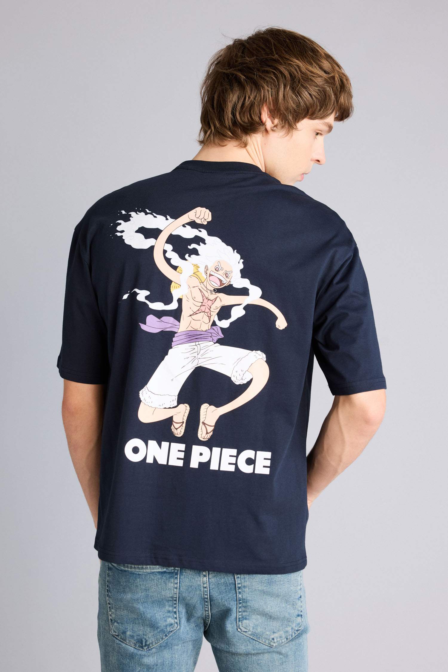 Navy Man Boxy Fit One Piece Print T-Shirt 3408949 | DeFacto