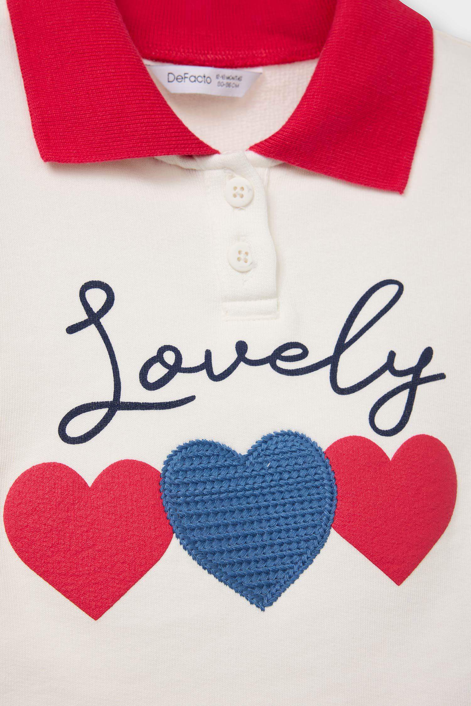 Қыз сәбилерге арналған Oversize кең пішімді поло жағалы суретті свитшот