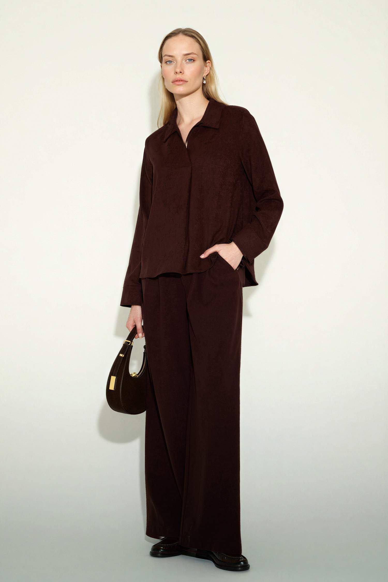 Suede Wide Leg Trousers