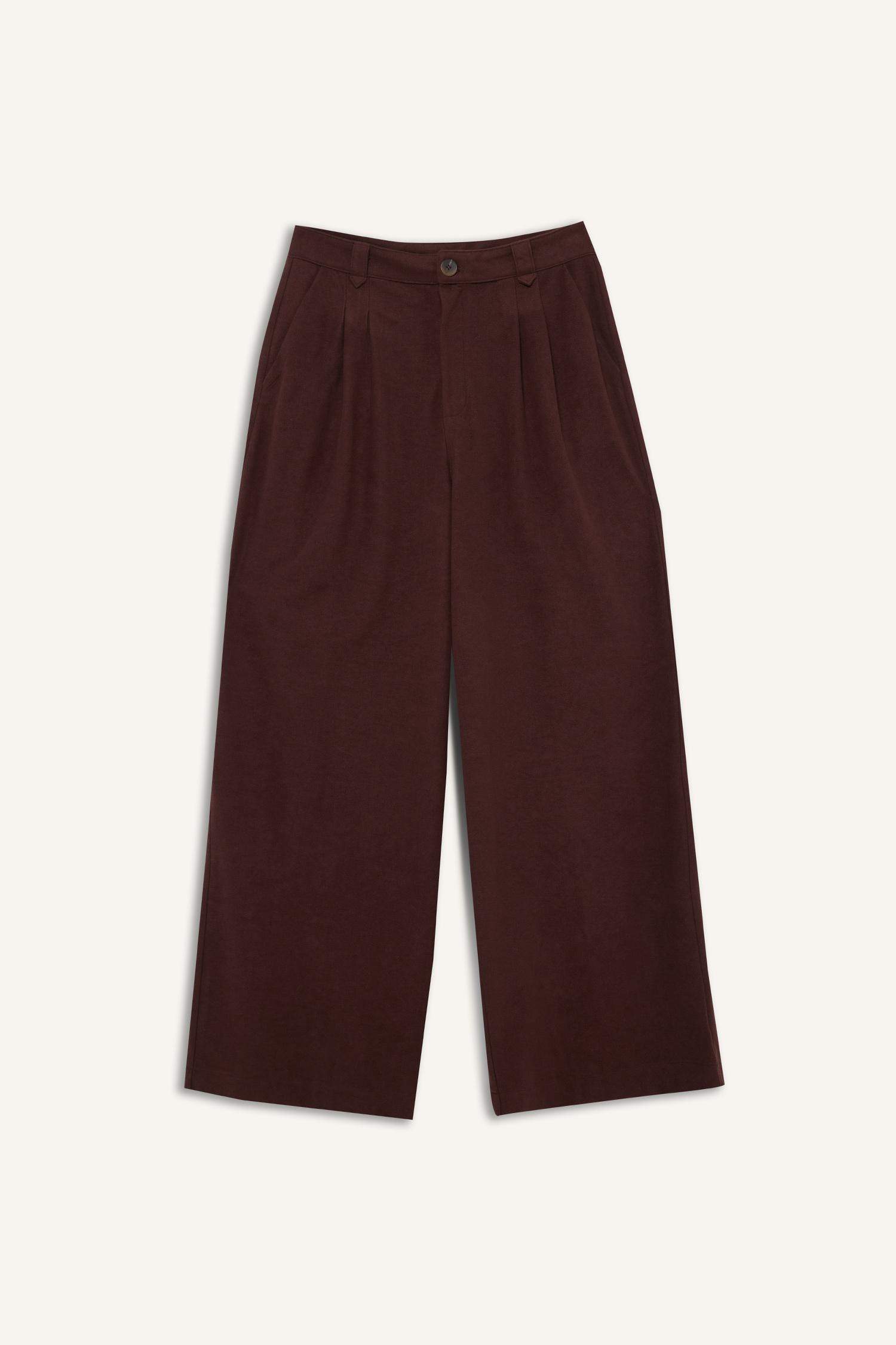 Straight Wide Geniş Paça Süet Pantolon