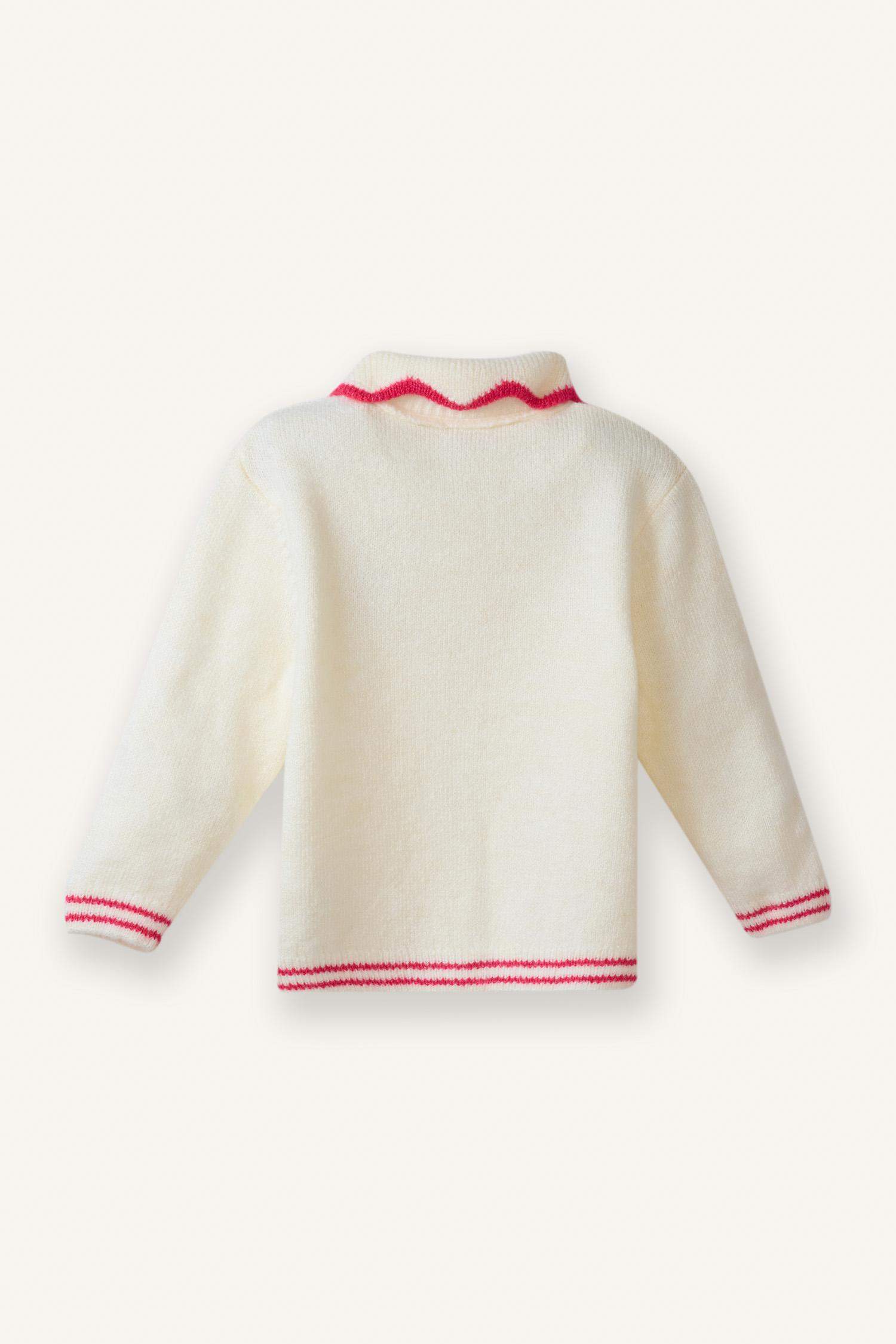 Қыз сәбилерге арналған кестелі үлкен жағалы кардиган