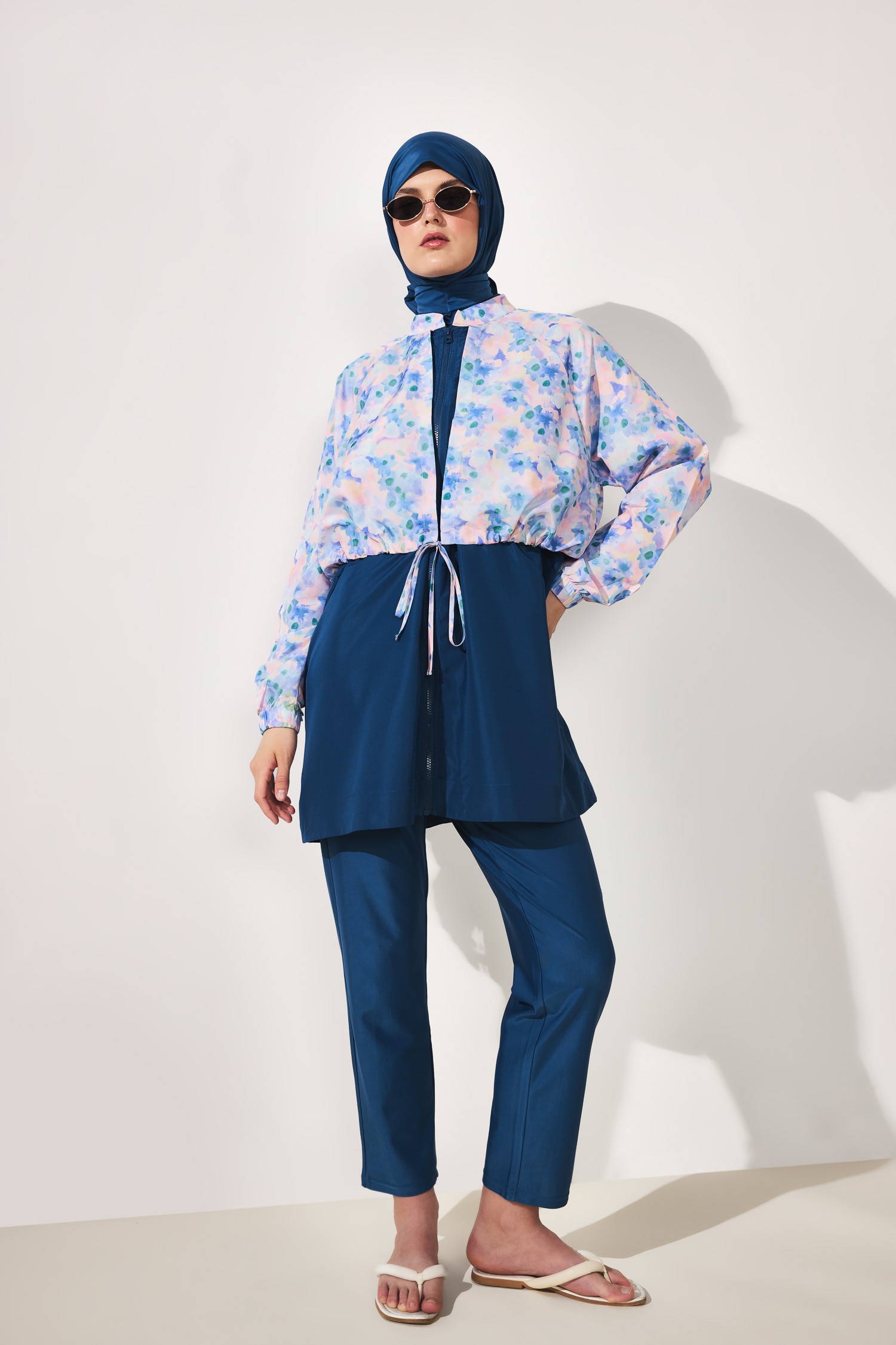 DeFacto Regular Fıt Çiçekli 4'lü Burkini Mayo görsel 2