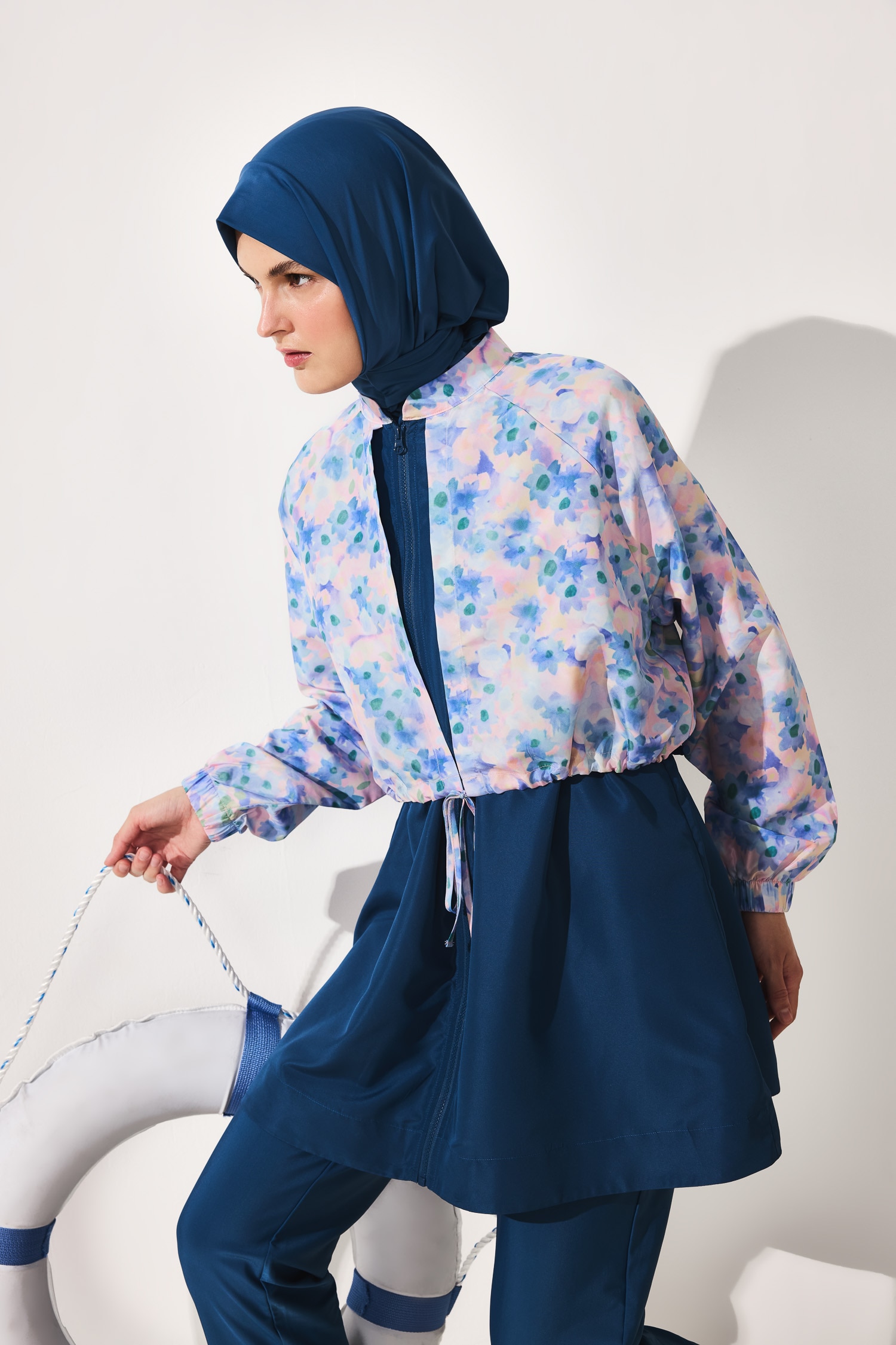 DeFacto Regular Fıt Çiçekli 4'lü Burkini Mayo görsel 3