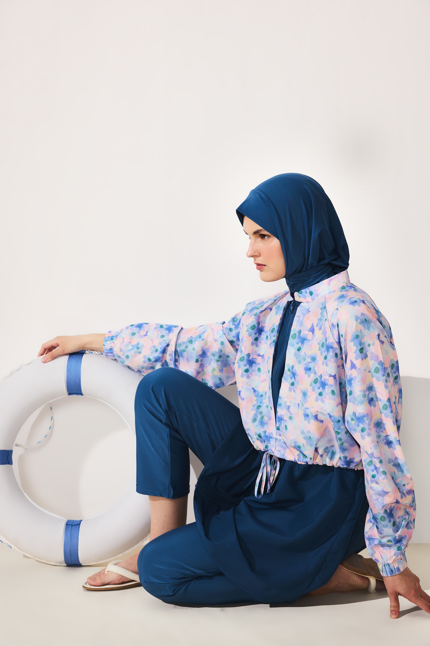 DeFacto Regular Fıt Çiçekli 4'lü Burkini Mayo görsel 4