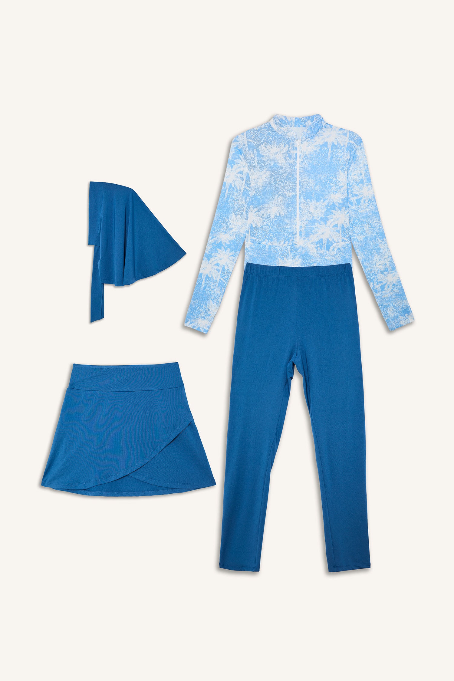 DeFacto Regular Fit Desenli 4'Lü Burkini Mayo