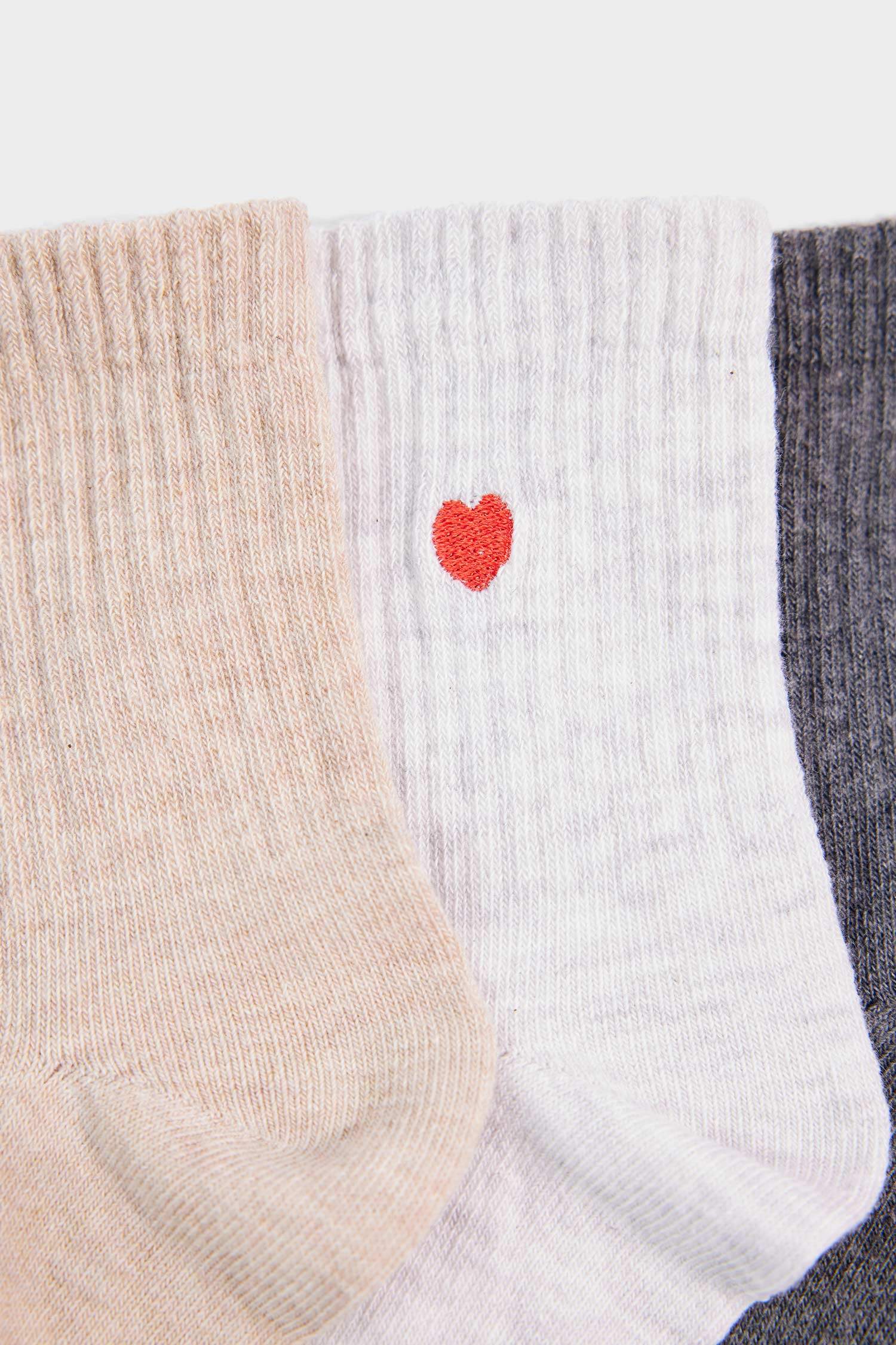 Kadın Nakışlı Nakış 3'lü Pamuklu Soket Çorap