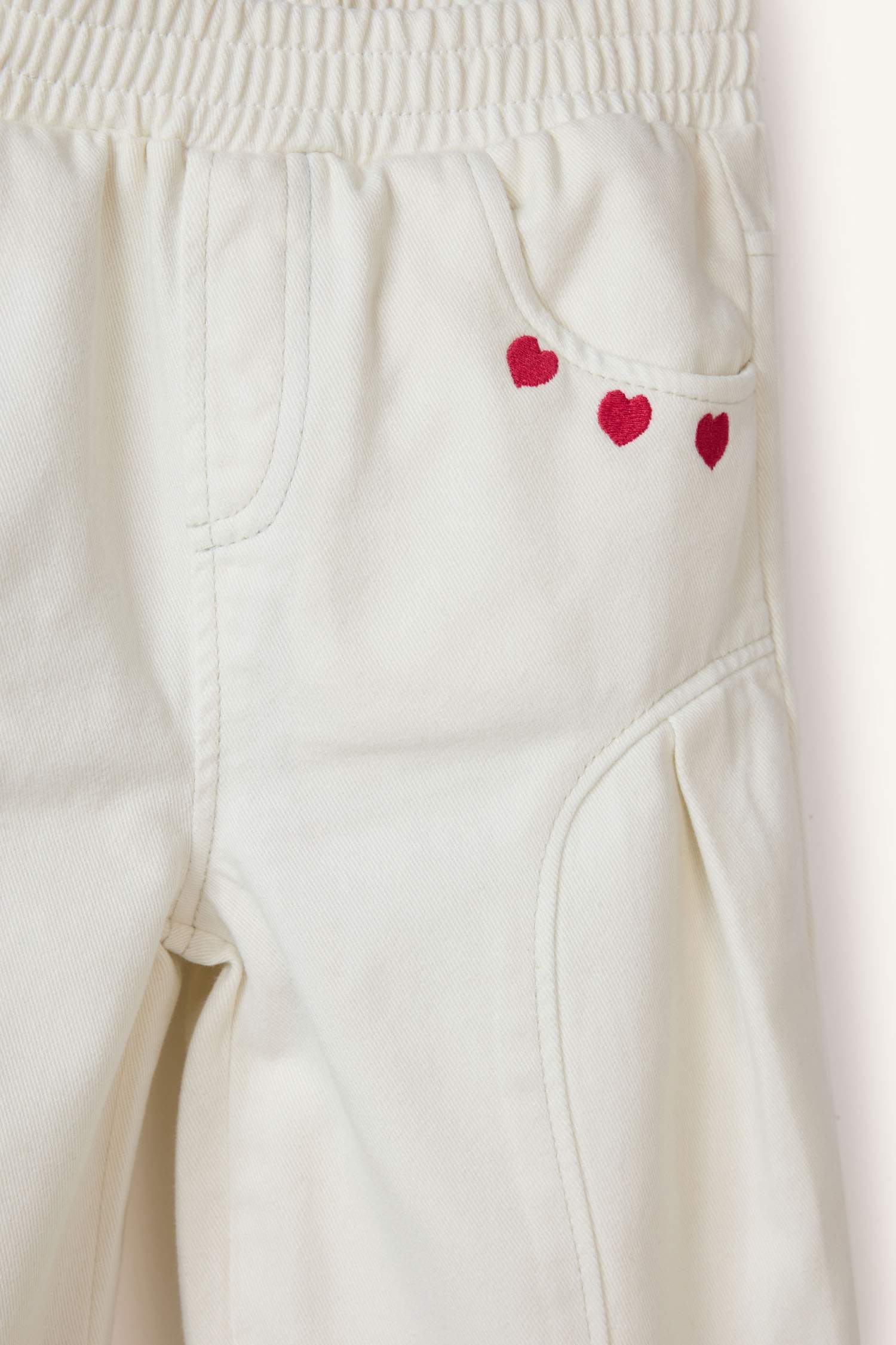 Kız Bebek Wide Leg Nakışlı Esnek Bantlı Paça Gabardin Pantolon