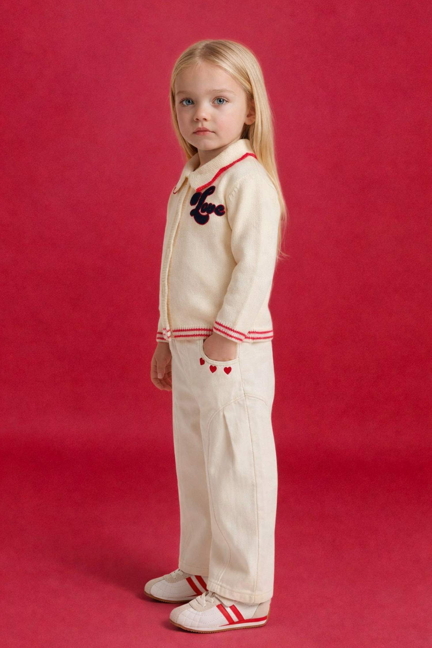 Қыз сәбилерге арналған Wide Leg кестелі балағы резеңкелі габардин шалбар