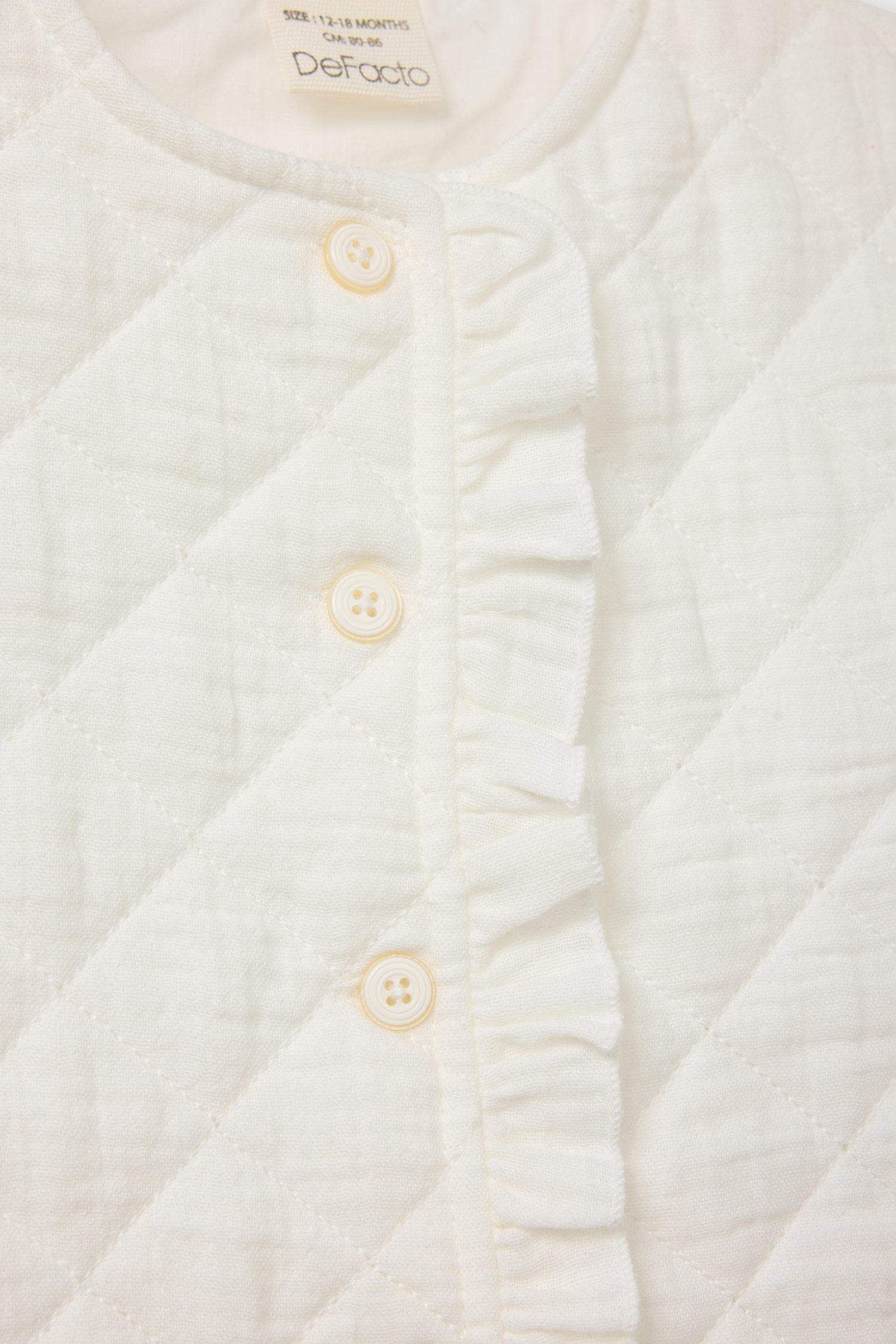 Baby Girl Crew Neck Quilted Buttoned Vest