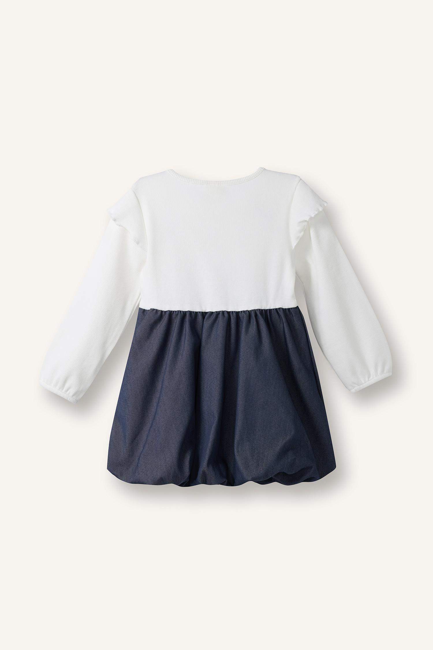 Қыз сәбилерге арналған кестелі ұзын жеңді кашкорсе көйлек