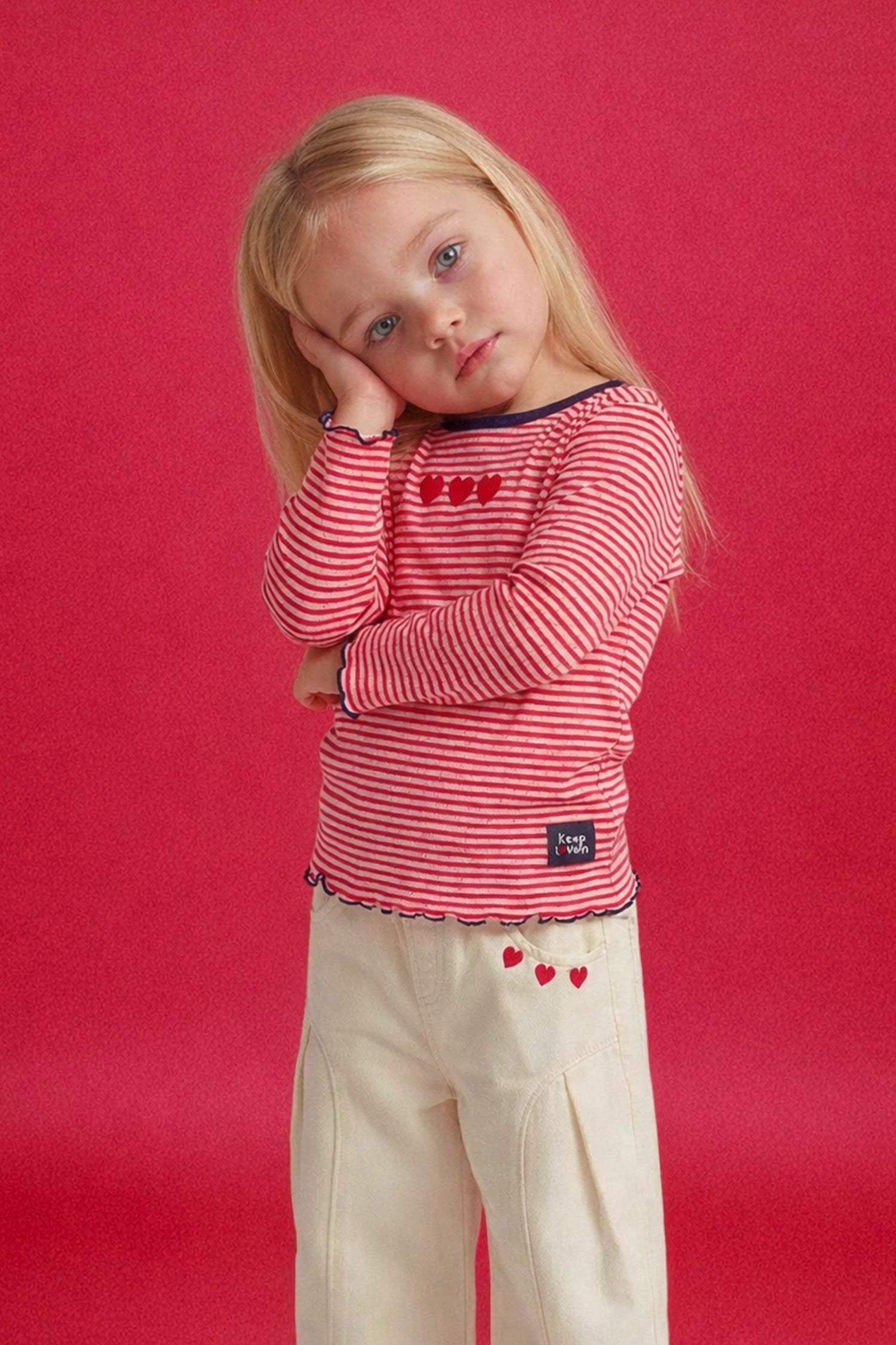 Baby Girl Crew Neck Striped Long Sleeve T-Shirt